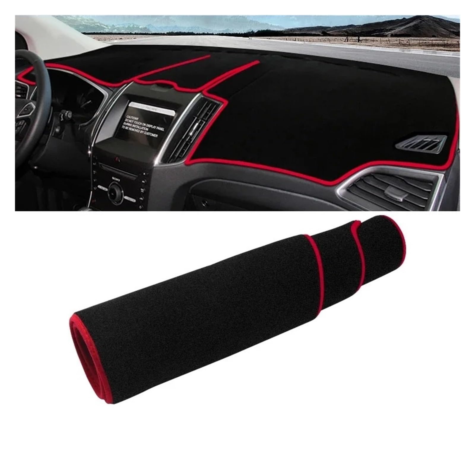Armaturenbrett-Matte Für Ford Für Edge 2015 2016 2017 2018 2019 2020 2021 2022 Auto Dashboard Abdeckung Dash Matte Sonnenschutz Nicht-Slip Pad Zubehör Armaturenbrettmatte(Red Side) von TjOta