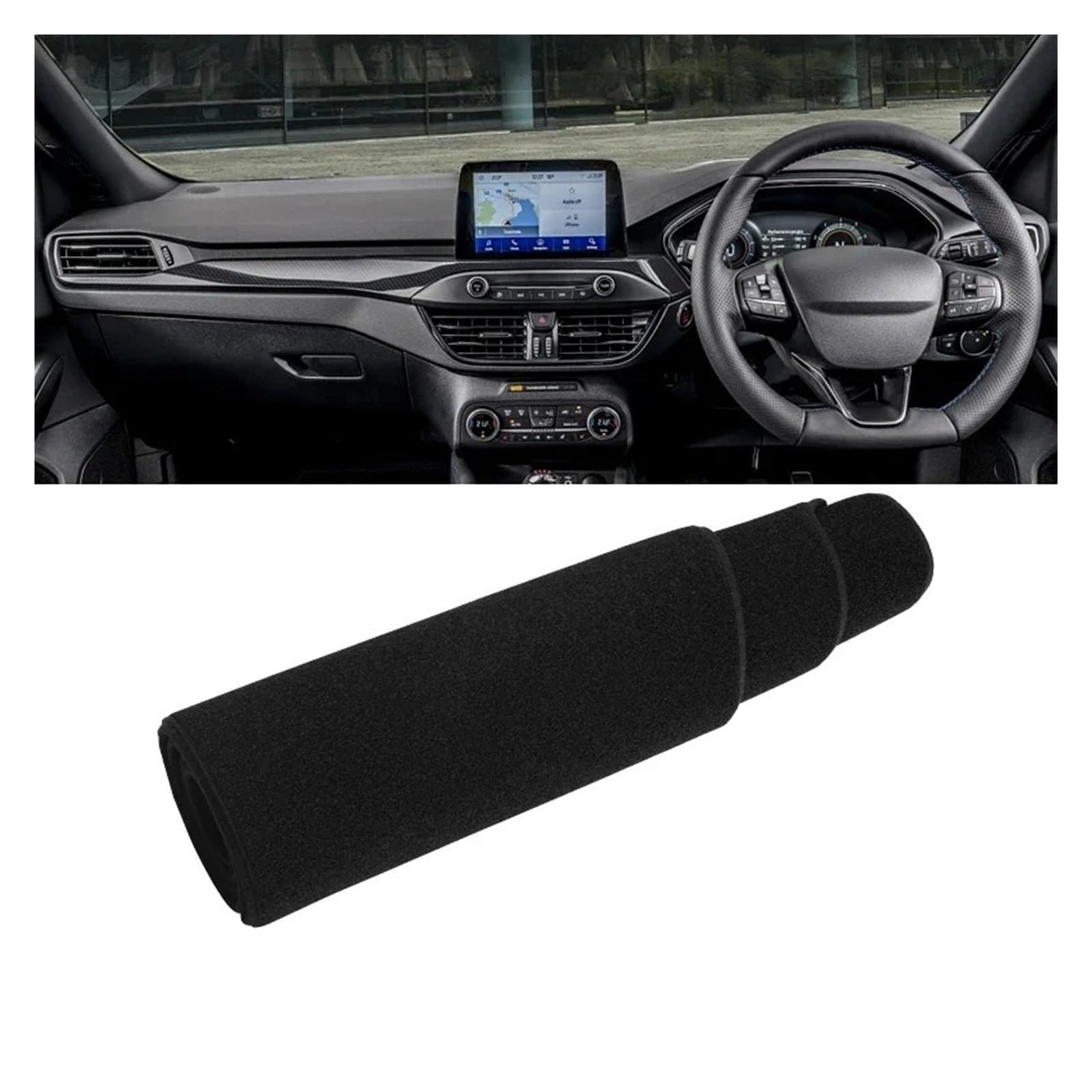Armaturenbrett-Matte Für Ford Für Focus MK4 IV 2018 2019 2020 2021 2022 2023 2024 Auto Dashboard Abdeckung Sonnenschutz Nicht-Slip Matte Zubehör Armaturenbrettmatte(A Black Side RHD) von TjOta