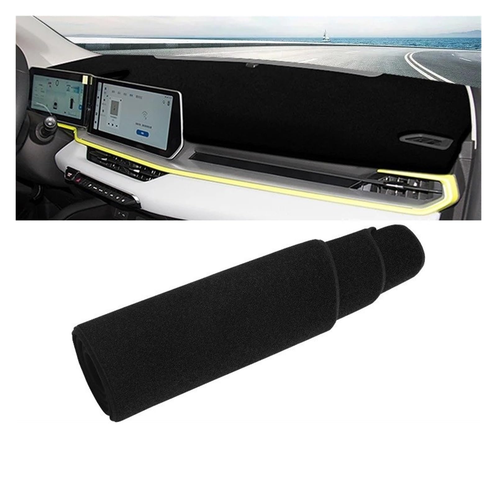 Armaturenbrett-Matte Für Geely Für Coolray Für Cool 2022 2023 2024 LHD Auto Dashboard Matte Sonnenschutz Instrument Schreibtisch Nicht-Slip Abdeckung Zubehör Armaturenbrettmatte(A Black Side) von TjOta