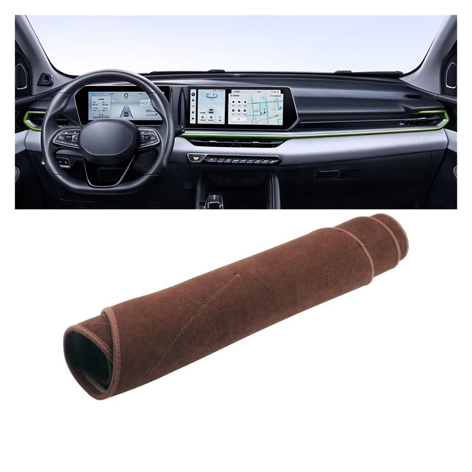 Armaturenbrett-Matte Für Geely Für Coolray Für Cool 2022 2023 2024 LHD Auto Dashboard Matte Sonnenschutz Instrument Schreibtisch Nicht-Slip Abdeckung Zubehör Armaturenbrettmatte(B Brown) von TjOta