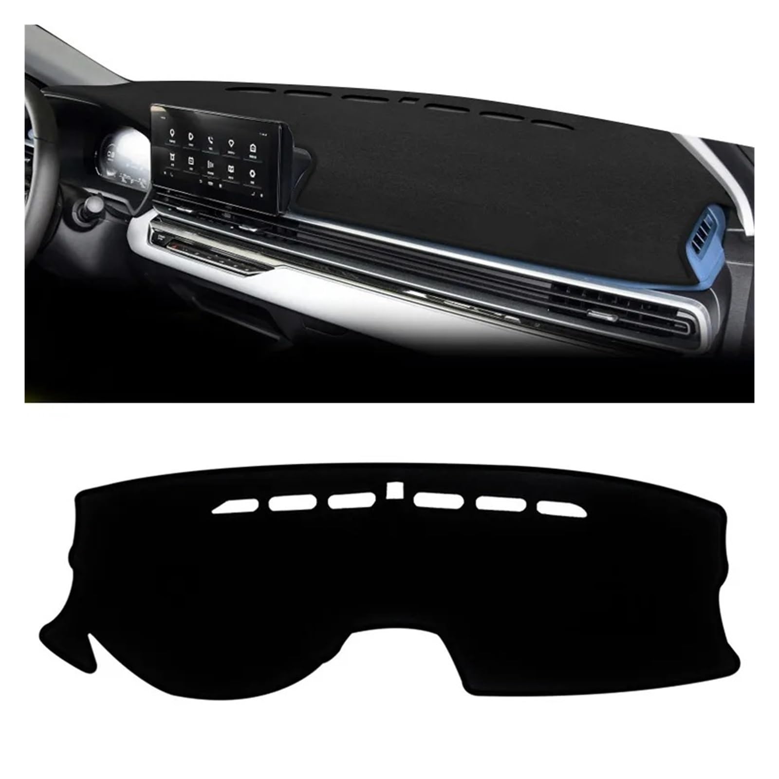 Armaturenbrett-Matte Für Geely Für EMGRAND 2022-2024 LHD Auto Dashboard Vermeiden Licht Pad Instrument Plattform Abdeckung rutschfeste Schutz Matte Zubehör Armaturenbrettmatte(Black) von TjOta