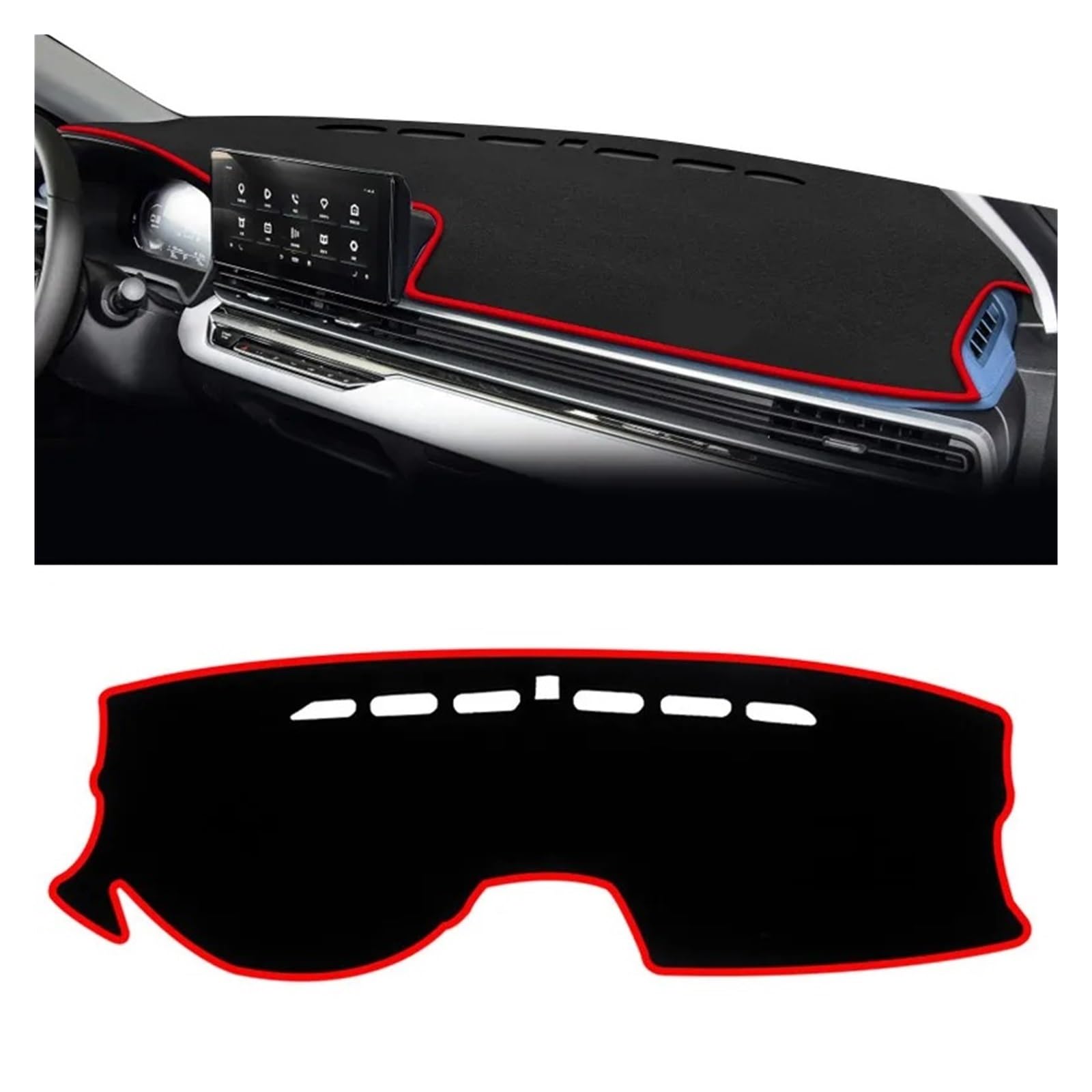 Armaturenbrett-Matte Für Geely Für EMGRAND 2022-2024 LHD Auto Dashboard Vermeiden Licht Pad Instrument Plattform Abdeckung rutschfeste Schutz Matte Zubehör Armaturenbrettmatte(Red) von TjOta