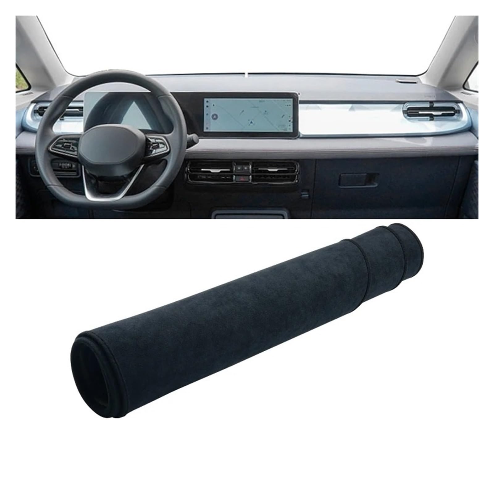 Armaturenbrett-Matte Für Geely Für Geometry E 2022 2023 2024 Auto Dashboard-Deckungsmatte Matte Board Sonnenschatten Nicht-Schlupf-Pad-Instrument Teppiche Armaturenbrettmatte(B Black) von TjOta