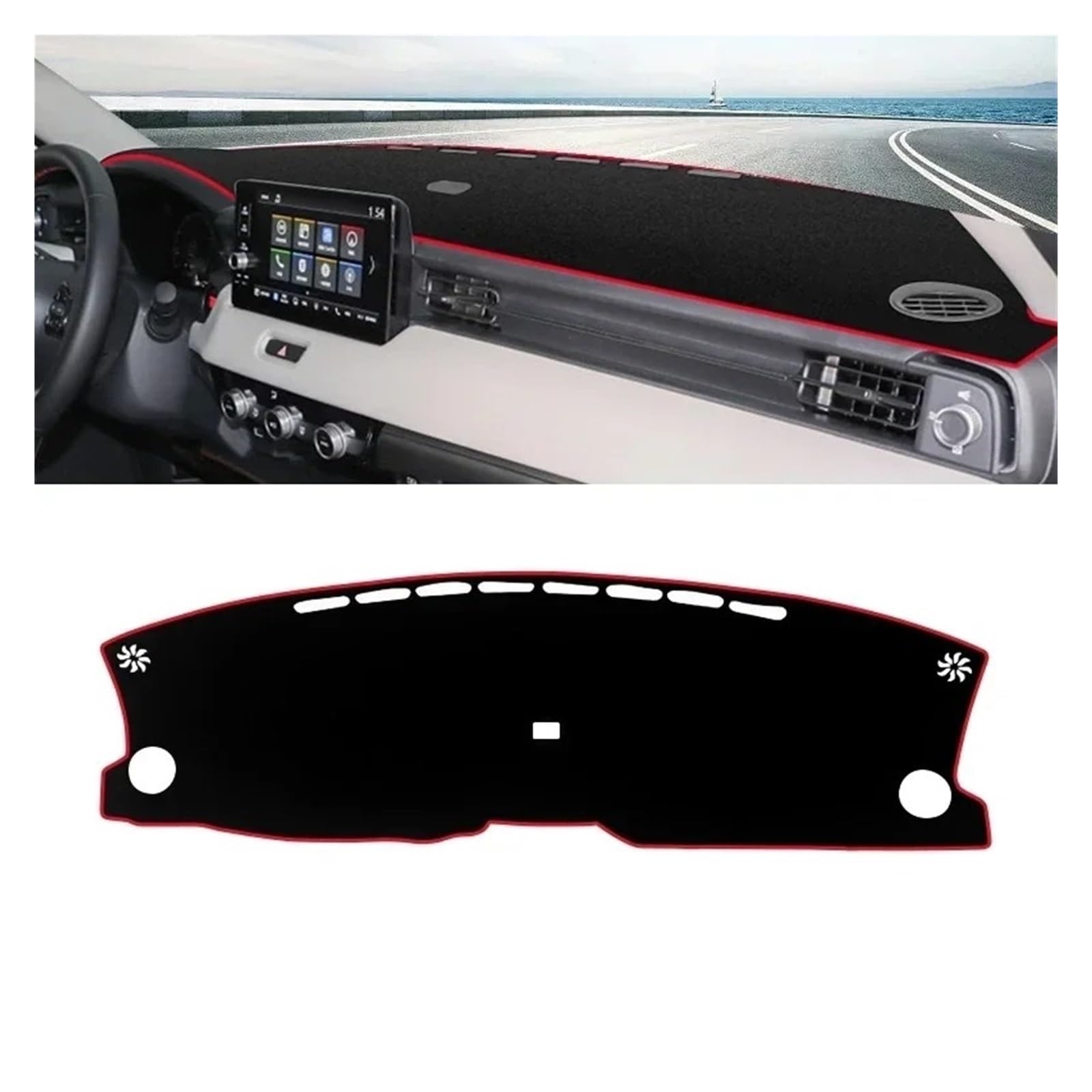 Armaturenbrett-Matte Für HR-V Für HRV Für Vezel 2021 2022 Auto Dashboard Abdeckung Dash Matte Sonnenschutz Instrument Panel Nicht-Slip Pad Zubehör Armaturenbrettmatte(A Red Side LHD) von TjOta