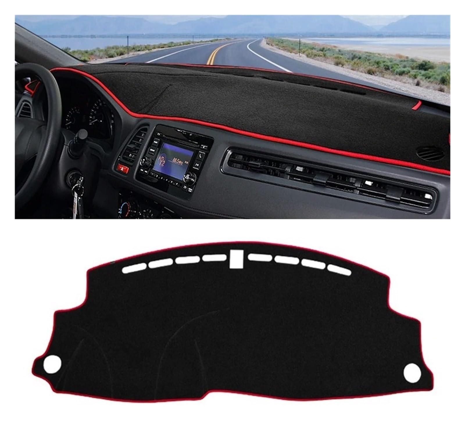 Armaturenbrett-Matte Für HR-V Für HRV HR V 2014 2015 2016 2017 2018 2019 2020 Auto Dashboard Abdeckung Vermeiden Licht Pad Instrument Panel Matte Armaturenbrettmatte(A Red Side LHD) von TjOta