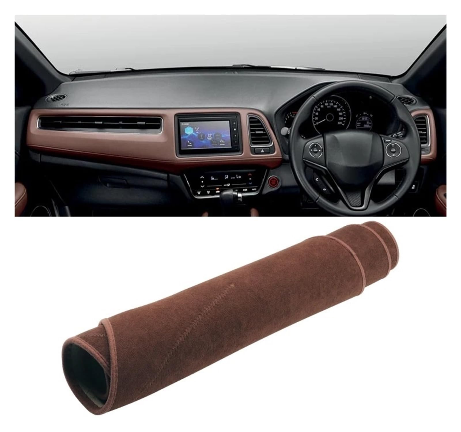 Armaturenbrett-Matte Für HR-V Für HRV HR V 2014 2015 2016 2017 2018 2019 2020 Auto Dashboard Abdeckung Vermeiden Licht Pad Instrument Panel Matte Armaturenbrettmatte(B Brown RHD) von TjOta