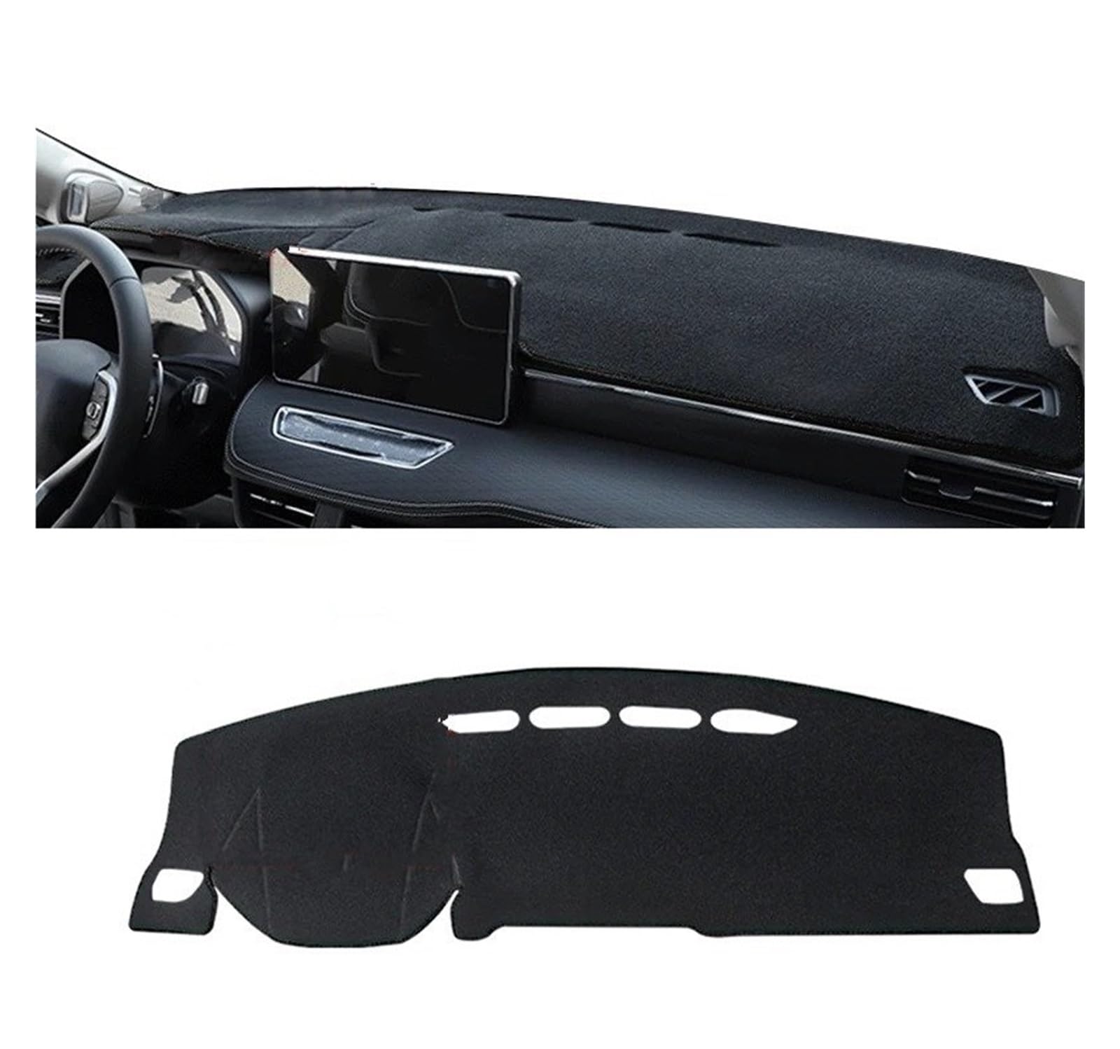 Armaturenbrett-Matte Für Haval Für Jolion 2021 2022 2023 Auto Dashboard Sonnenschutz Matte Instrument Schreibtisch Abdeckung Nicht-Slip Pad LHD RHD Zubehör Armaturenbrettmatte(No HUD Black LHD) von TjOta