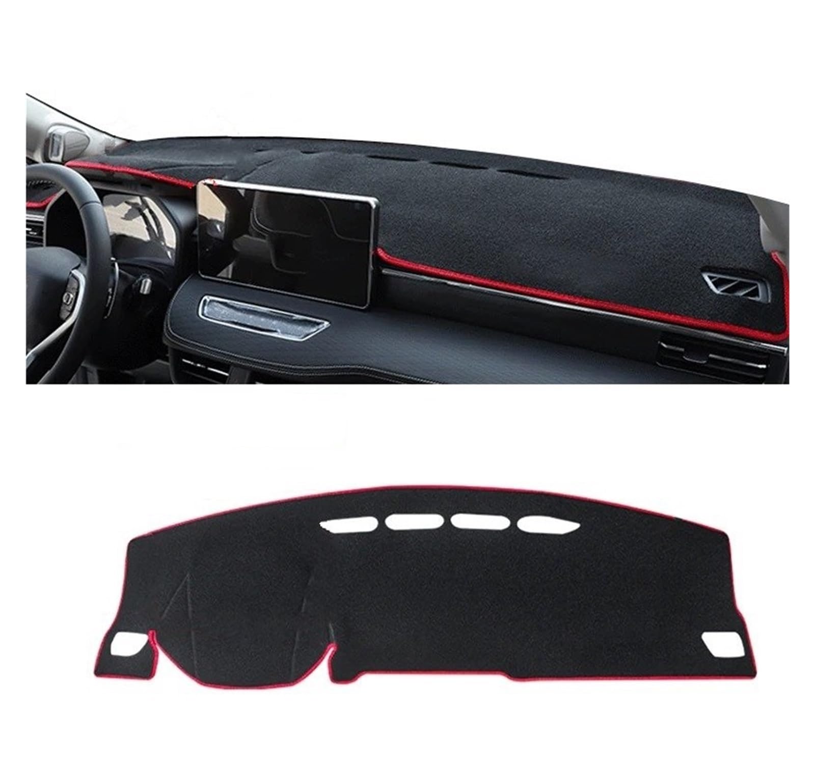 Armaturenbrett-Matte Für Haval Für Jolion 2021 2022 2023 Auto Dashboard Sonnenschutz Matte Instrument Schreibtisch Abdeckung Nicht-Slip Pad LHD RHD Zubehör Armaturenbrettmatte(No HUD Red LHD) von TjOta