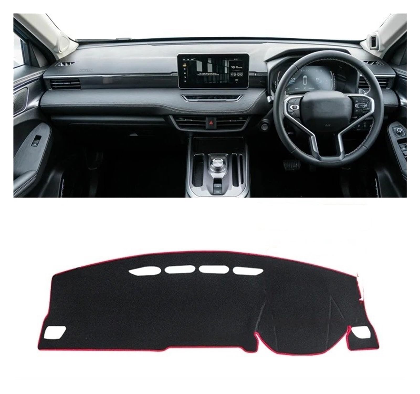 Armaturenbrett-Matte Für Haval Für Jolion 2021 2022 2023 Auto Dashboard Sonnenschutz Matte Instrument Schreibtisch Abdeckung Nicht-Slip Pad LHD RHD Zubehör Armaturenbrettmatte(No HUD Red RHD) von TjOta