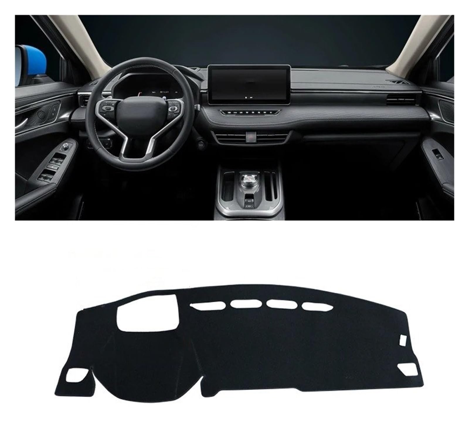 Armaturenbrett-Matte Für Haval Für Jolion 2021 2022 2023 Auto Dashboard Sonnenschutz Matte Instrument Schreibtisch Abdeckung Nicht-Slip Pad LHD RHD Zubehör Armaturenbrettmatte(with HUD Black LHD) von TjOta