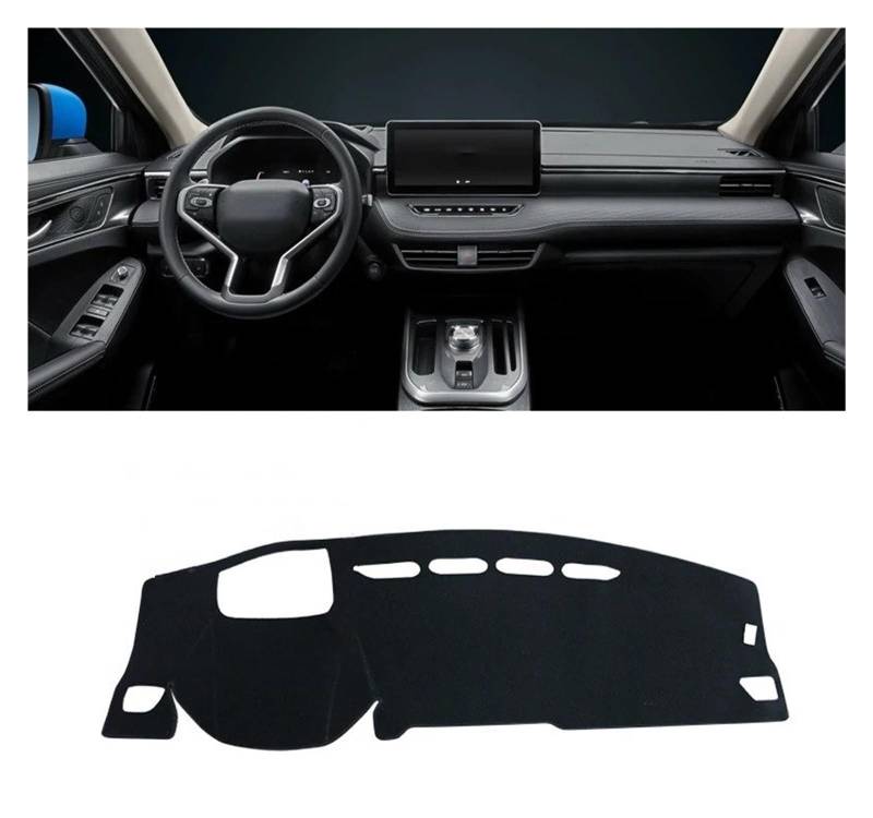 Armaturenbrett-Matte Für Haval Für Jolion 2021 2022 2023 Auto Dashboard Sonnenschutz Matte Instrument Schreibtisch Abdeckung Nicht-Slip Pad LHD RHD Zubehör Armaturenbrettmatte(with HUD Black LHD) von TjOta