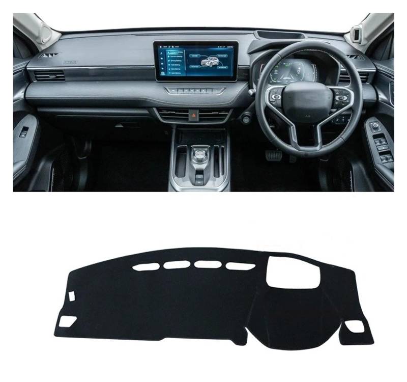 Armaturenbrett-Matte Für Haval Für Jolion 2021 2022 2023 Auto Dashboard Sonnenschutz Matte Instrument Schreibtisch Abdeckung Nicht-Slip Pad LHD RHD Zubehör Armaturenbrettmatte(with HUD Black RHD) von TjOta