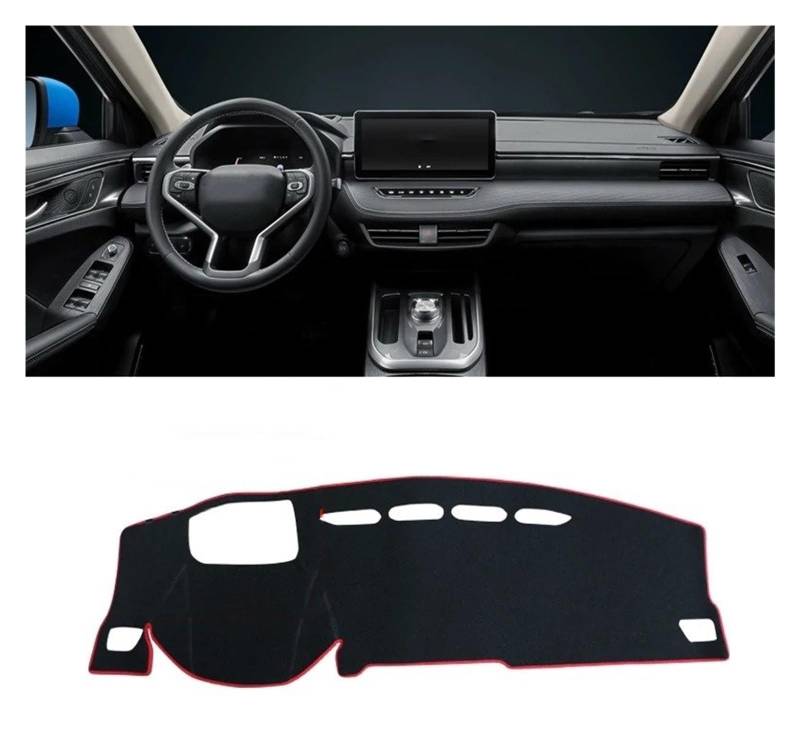Armaturenbrett-Matte Für Haval Für Jolion 2021 2022 2023 Auto Dashboard Sonnenschutz Matte Instrument Schreibtisch Abdeckung Nicht-Slip Pad LHD RHD Zubehör Armaturenbrettmatte(with HUD Red LHD) von TjOta