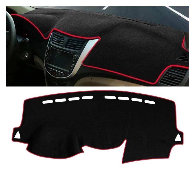 Armaturenbrett-Matte Für Hyundai Für Accent Für Solaris Für Verna RB I25 2010 2011 2012 2013 2014 2015 2016 Auto Dashboard Matte Sonnenschutz Abdeckung Armaturenbrettmatte(LHD Red Side) von TjOta