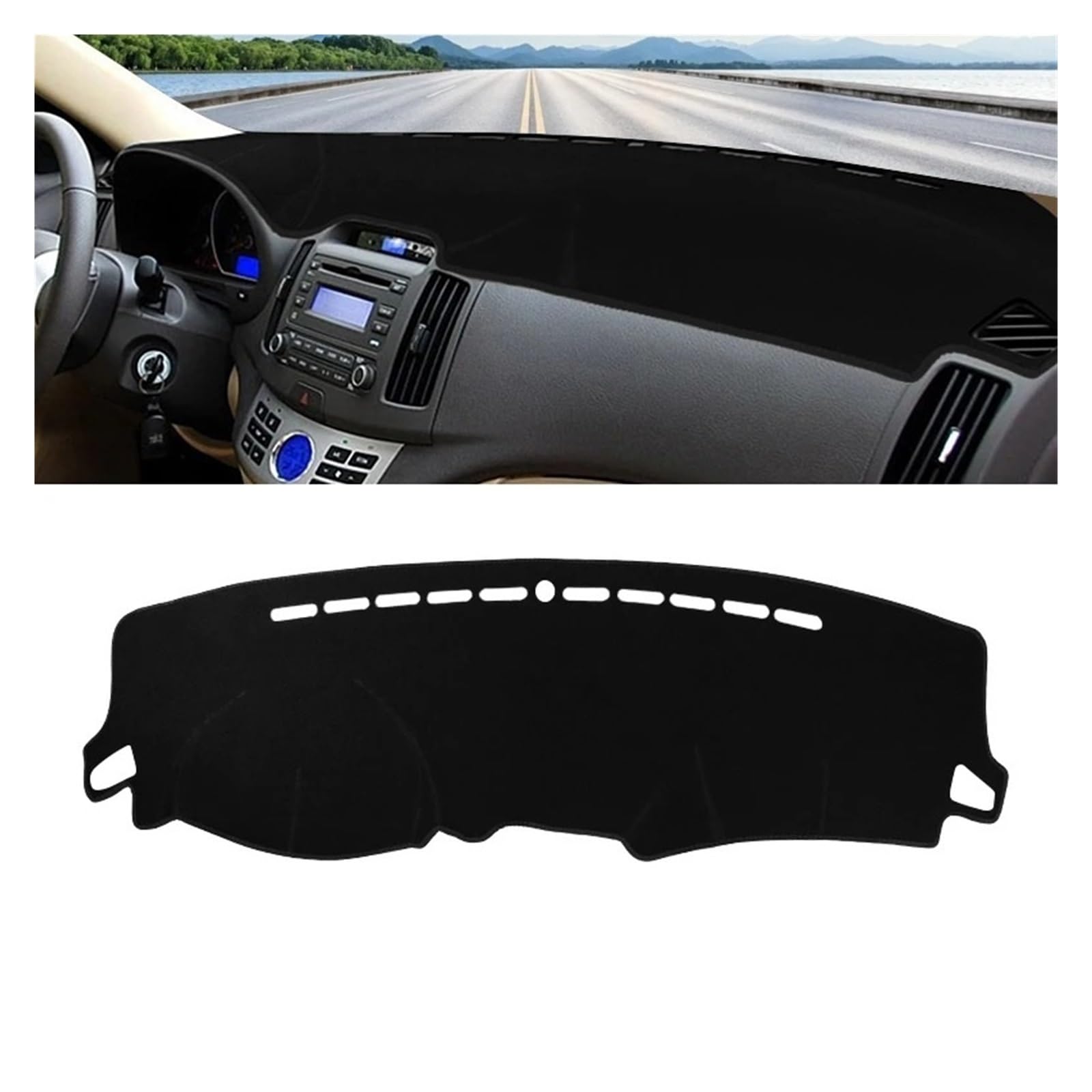 Armaturenbrett-Matte Für Hyundai Für Elantra HD 2007 2008 2009 2009 2010 Auto Dashboard Sun Shade Cover Instrument Panel Matte Nicht-Schlupf-Pad-Zubehör Armaturenbrettmatte(A LHD Black Side) von TjOta