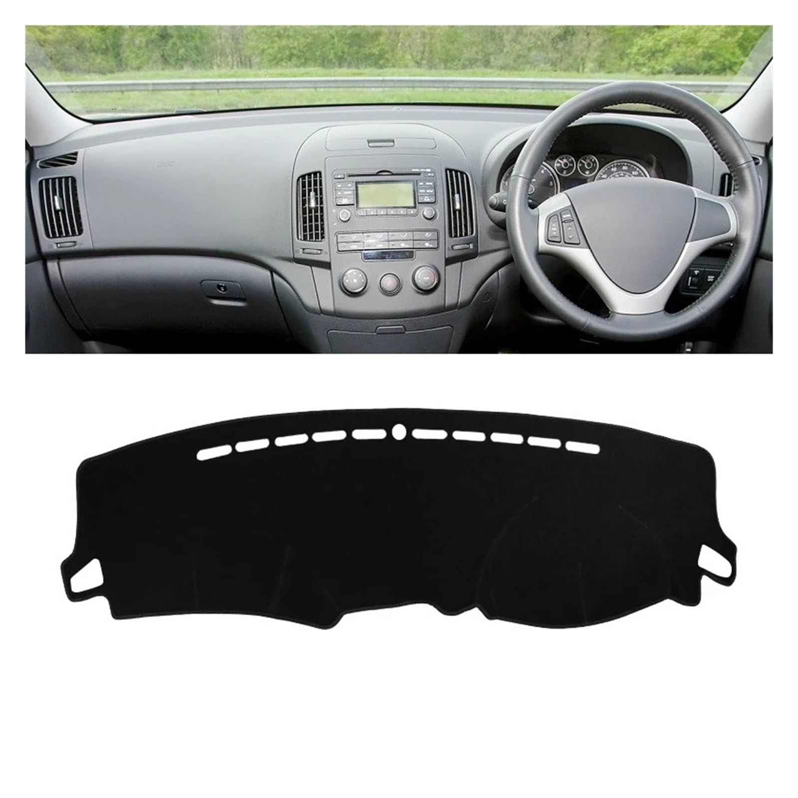 Armaturenbrett-Matte Für Hyundai Für Elantra HD 2007 2008 2009 2009 2010 Auto Dashboard Sun Shade Cover Instrument Panel Matte Nicht-Schlupf-Pad-Zubehör Armaturenbrettmatte(A RHD Black Side) von TjOta