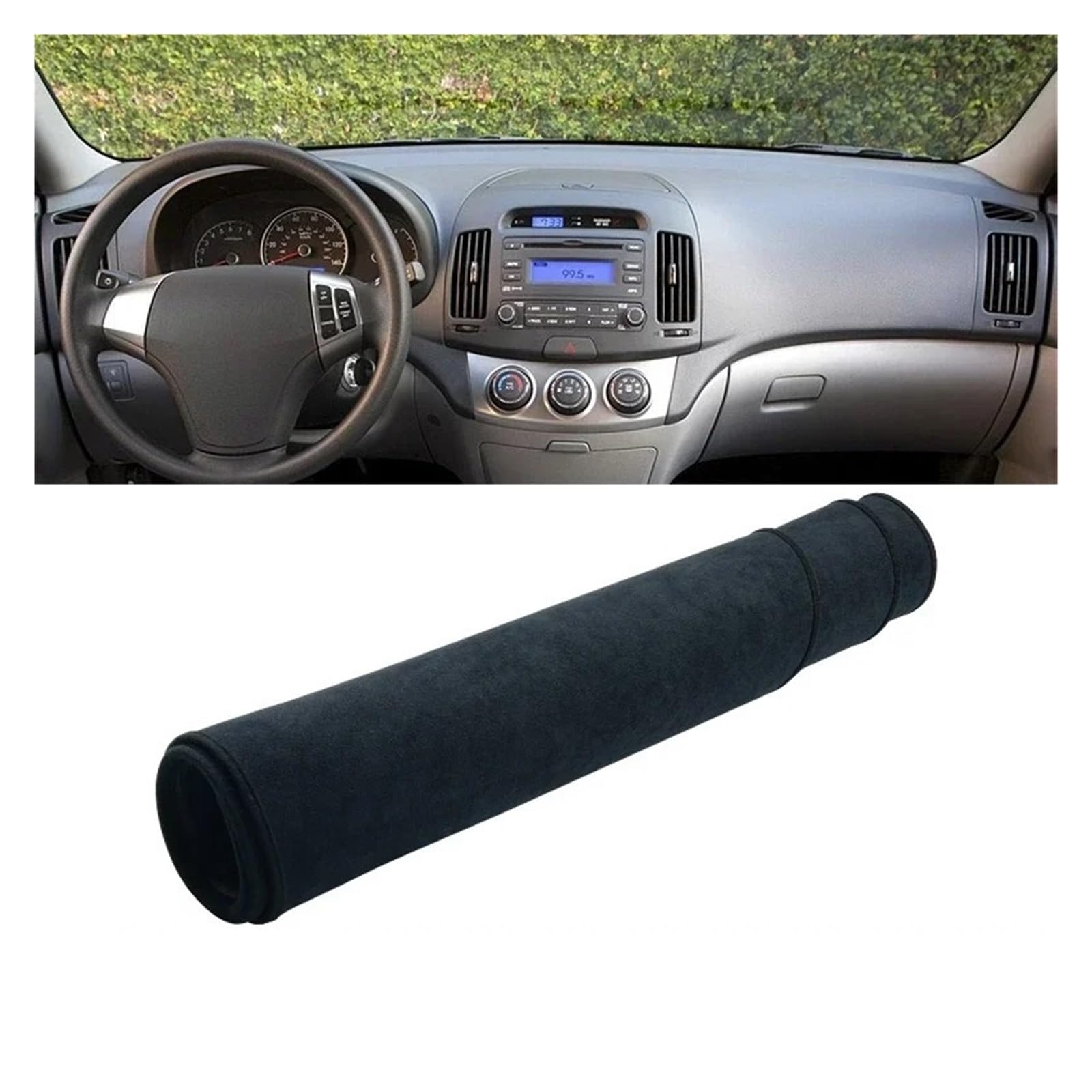 Armaturenbrett-Matte Für Hyundai Für Elantra HD 2007 2008 2009 2009 2010 Auto Dashboard Sun Shade Cover Instrument Panel Matte Nicht-Schlupf-Pad-Zubehör Armaturenbrettmatte(B LHD Black) von TjOta
