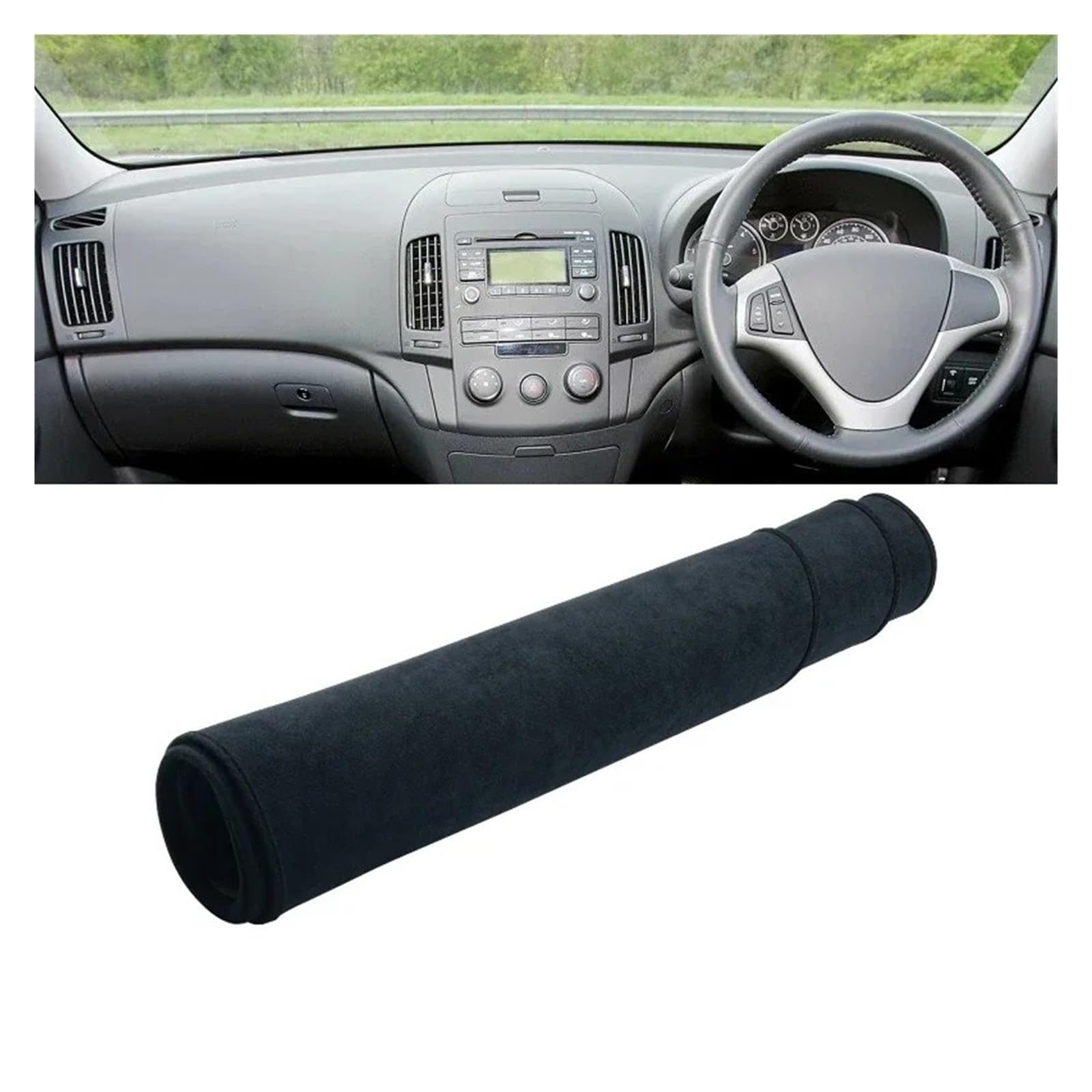 Armaturenbrett-Matte Für Hyundai Für Elantra HD 2007 2008 2009 2009 2010 Auto Dashboard Sun Shade Cover Instrument Panel Matte Nicht-Schlupf-Pad-Zubehör Armaturenbrettmatte(B RHD Black) von TjOta