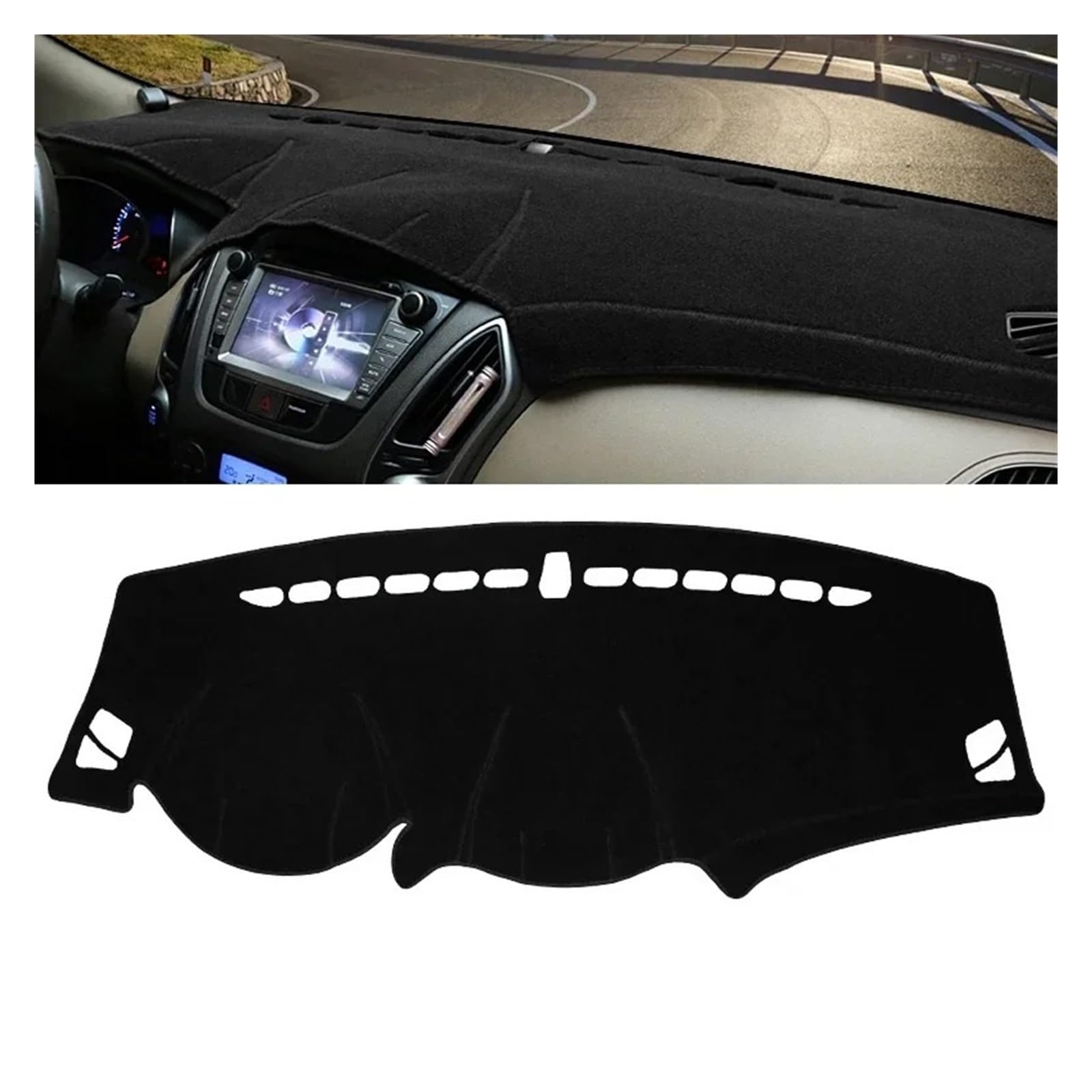 Armaturenbrett-Matte Für Hyundai Für Tucson LM Für Ix35 2010 2011 2012 2013 2014 Auto Dashboard Abdeckung Dash Matte Sonnenschutz Nicht-Slip Pad Zubehör Armaturenbrettmatte(Black Side) von TjOta