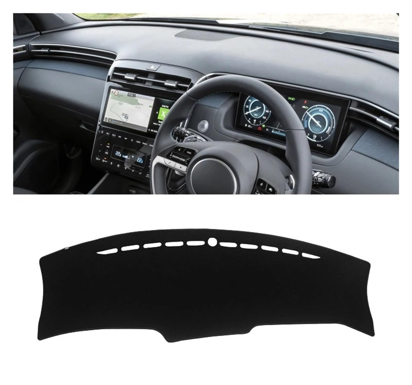 Armaturenbrett-Matte Für Hyundai Für Tucson NX4 2021 2022 2023 Auto Dashboard Abdeckung Matten Vermeiden Licht Pads Anti-Uv Fall Sonnenschutz Trim Teppiche Armaturenbrettmatte(A Black Side RHD) von TjOta
