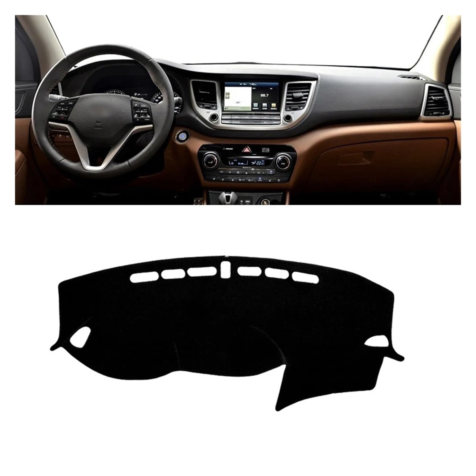 Armaturenbrett-Matte Für Hyundai Für Tucson TL 2015-2020 Auto Dashboard Vermeiden Licht Pad Instrument Plattform Abdeckung Teppiche Zubehör Armaturenbrettmatte(LHD 2015-2018 Black) von TjOta