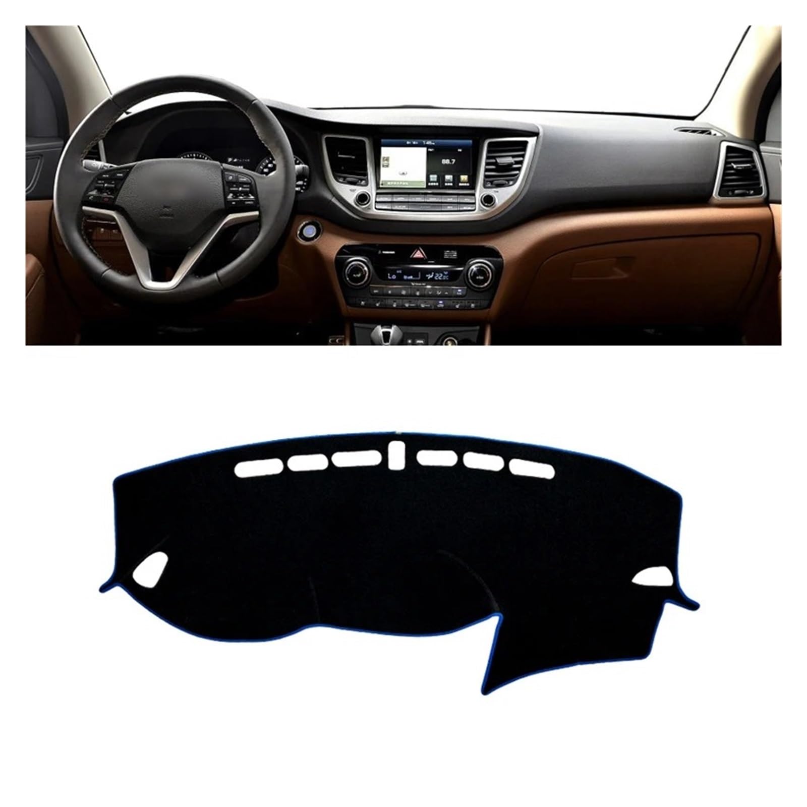 Armaturenbrett-Matte Für Hyundai Für Tucson TL 2015-2020 Auto Dashboard Vermeiden Licht Pad Instrument Plattform Abdeckung Teppiche Zubehör Armaturenbrettmatte(LHD 2015-2018 Blue) von TjOta