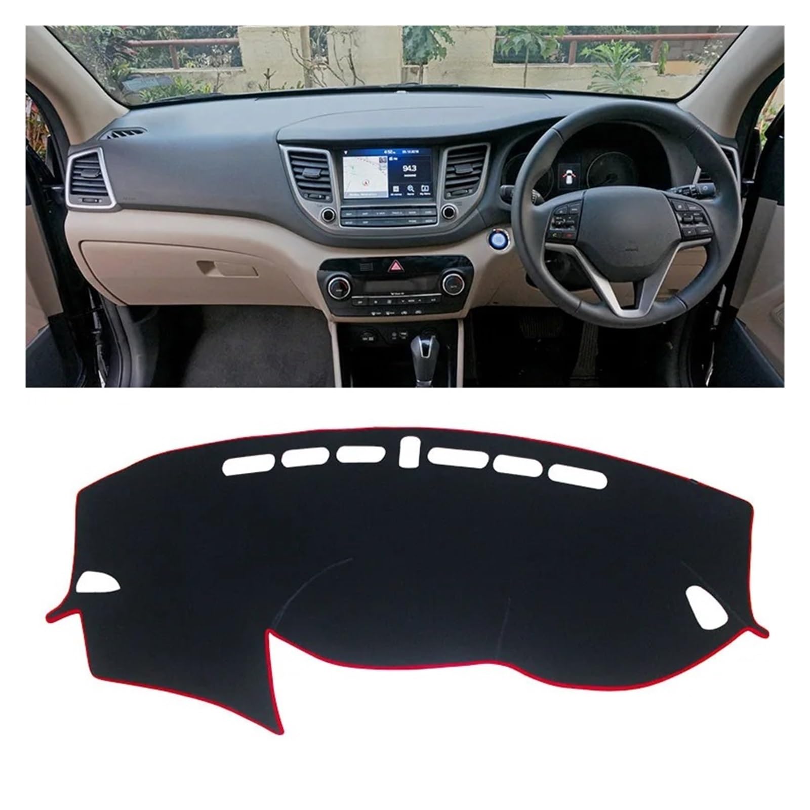 Armaturenbrett-Matte Für Hyundai Für Tucson TL 2015-2020 Auto Dashboard Vermeiden Licht Pad Instrument Plattform Abdeckung Teppiche Zubehör Armaturenbrettmatte(RHD 2015-2018 Red) von TjOta