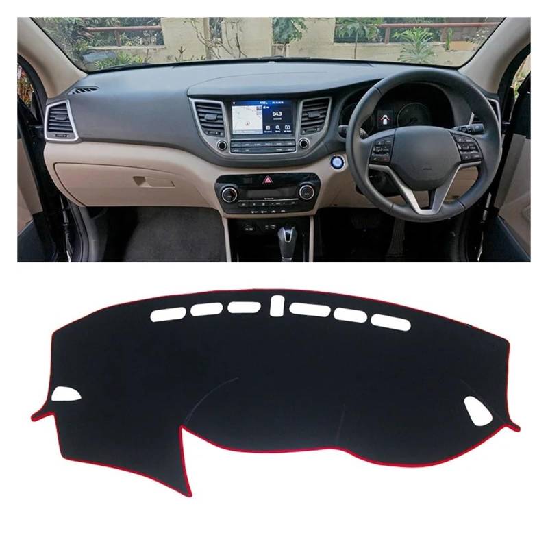 Armaturenbrett-Matte Für Hyundai Für Tucson TL 2015-2020 Auto Dashboard Vermeiden Licht Pad Instrument Plattform Abdeckung Teppiche Zubehör Armaturenbrettmatte(RHD 2015-2018 Red) von TjOta