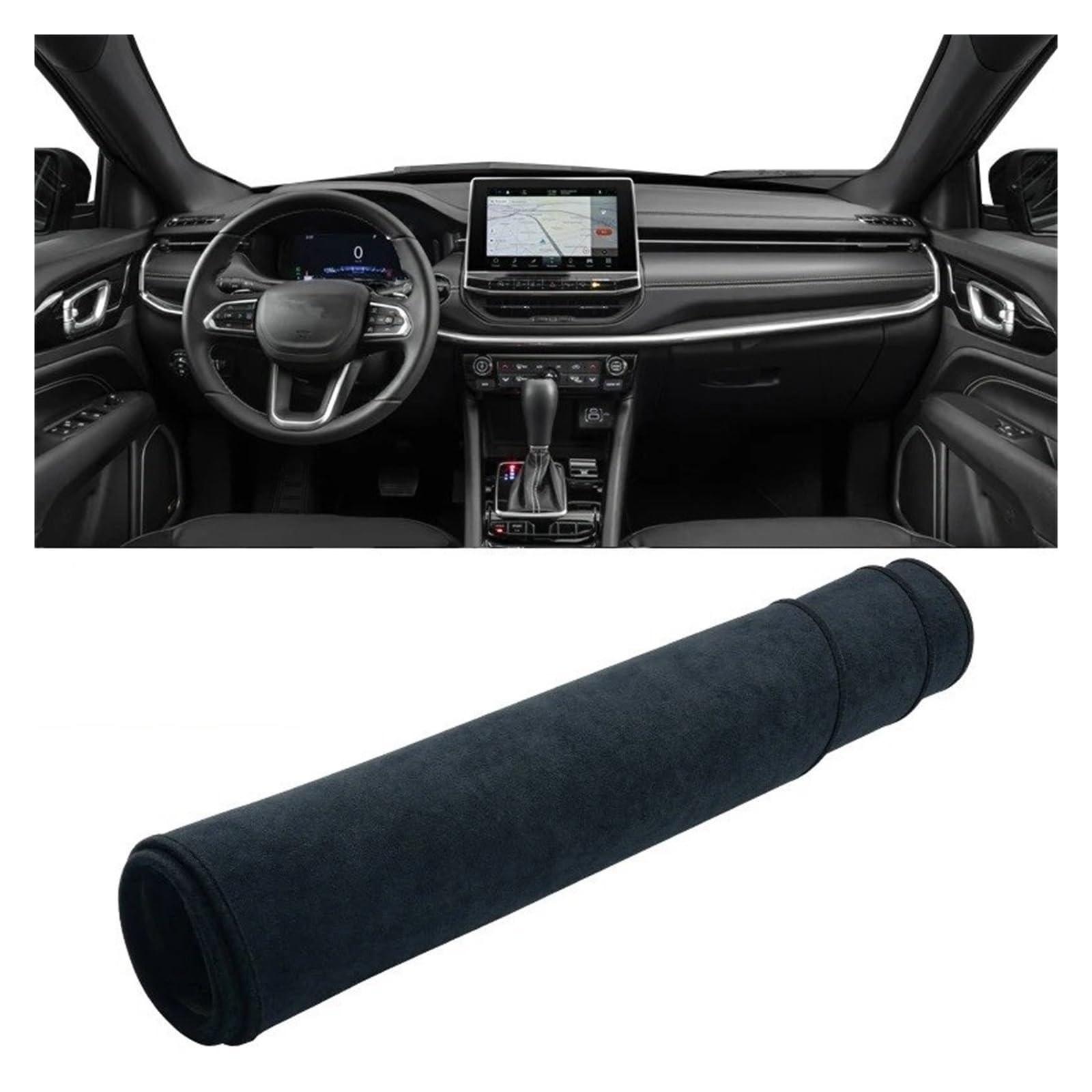 Armaturenbrett-Matte Für Jeep Für Compass 2021 2022 2023 2024 Auto Dashboard Abdeckung Dash Matte Sonnenschutz Vermeiden Licht Nicht-Slip Pad Zubehör Armaturenbrettmatte(Black LHD) von TjOta