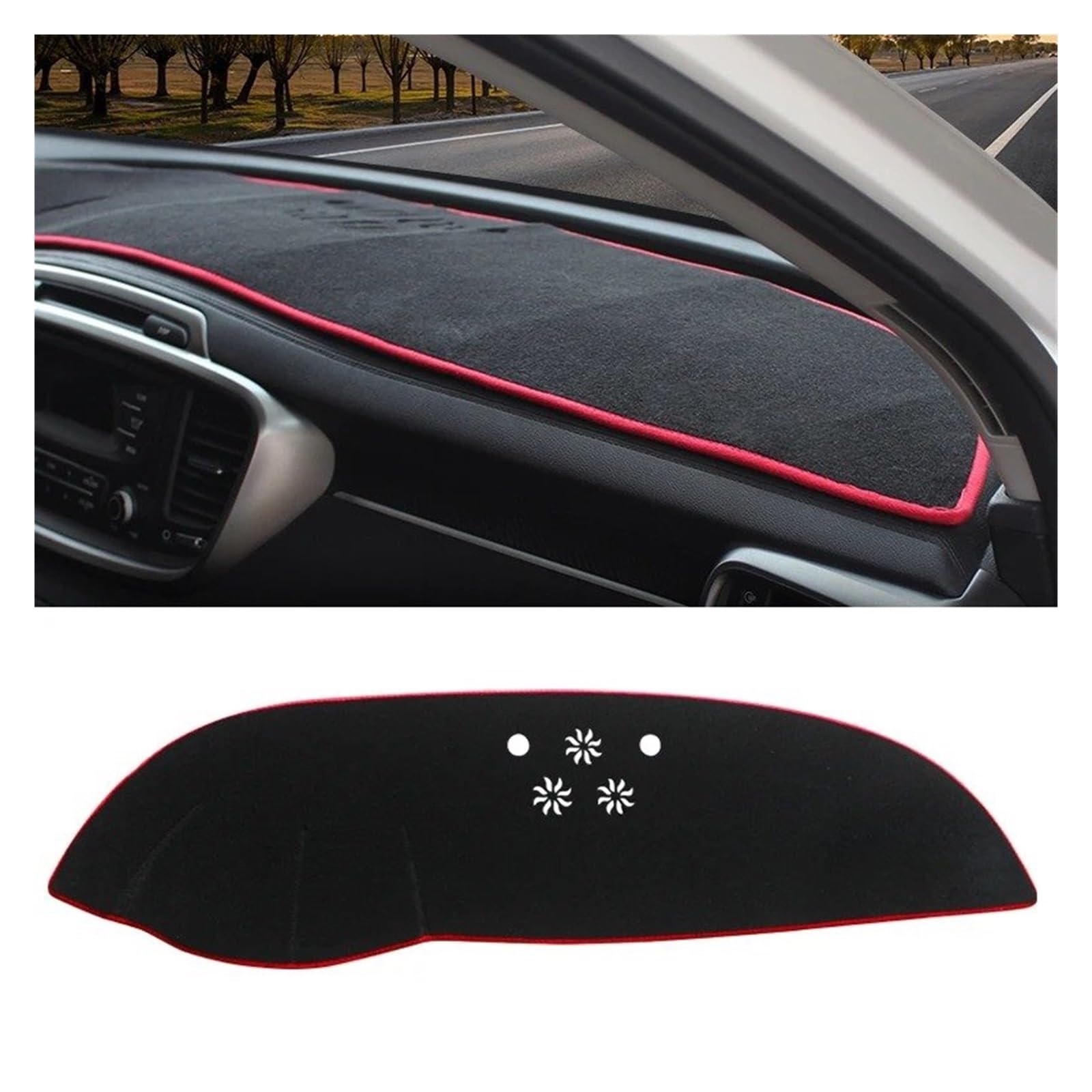 Armaturenbrett-Matte Für KIA Für Sorento Für Prime R UM 2015-2020 LHD Auto Dashboard Vermeiden Licht Pad Instrument Plattform Abdeckung Matten Teppiche Armaturenbrettmatte(Red Side) von TjOta
