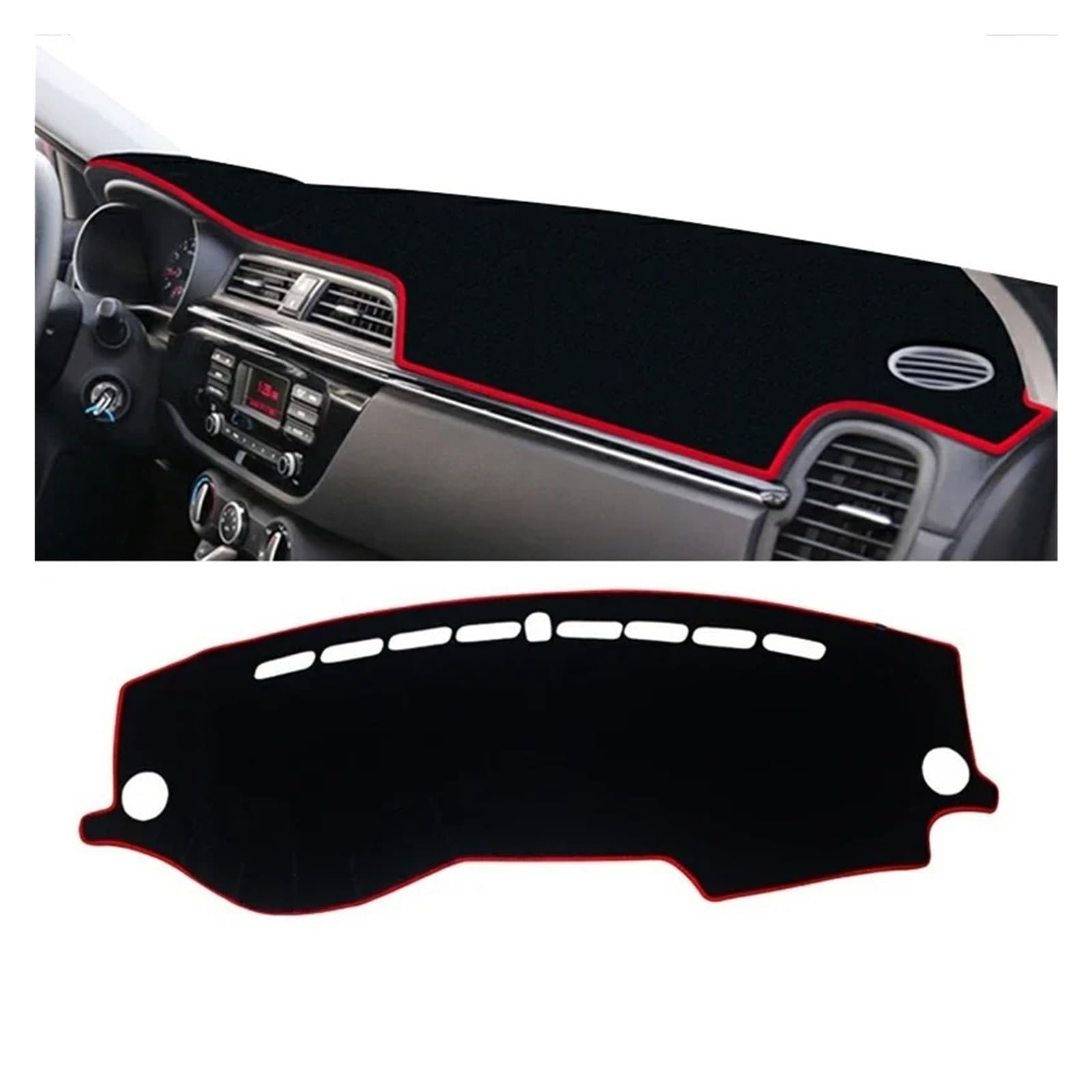 Armaturenbrett-Matte Für Kia Für Rio 4 Für X-Linie K2 Für Kreuz 2017 2018 2019 2020 Auto Dashboard Abdeckung Dash Matte Sonnenschutz Vermeiden Licht Nicht-Slip Pad Armaturenbrettmatte(Red Side) von TjOta