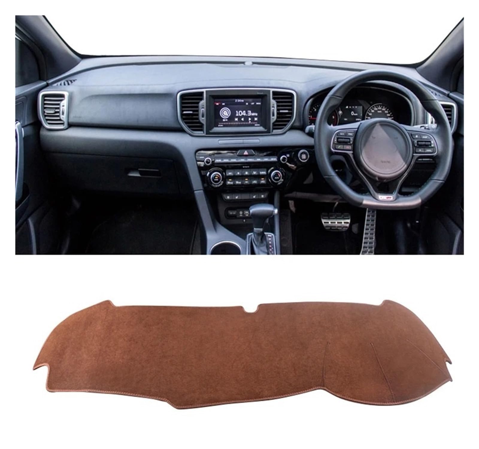 Armaturenbrett-Matte Für Kia Für Sportage 4 QL 2016-2021 Auto Dashboard Abdeckung Sonnenschutz Vermeiden Licht Matten Non-Slip Pad Zubehör Armaturenbrettmatte(B Brown RHD) von TjOta