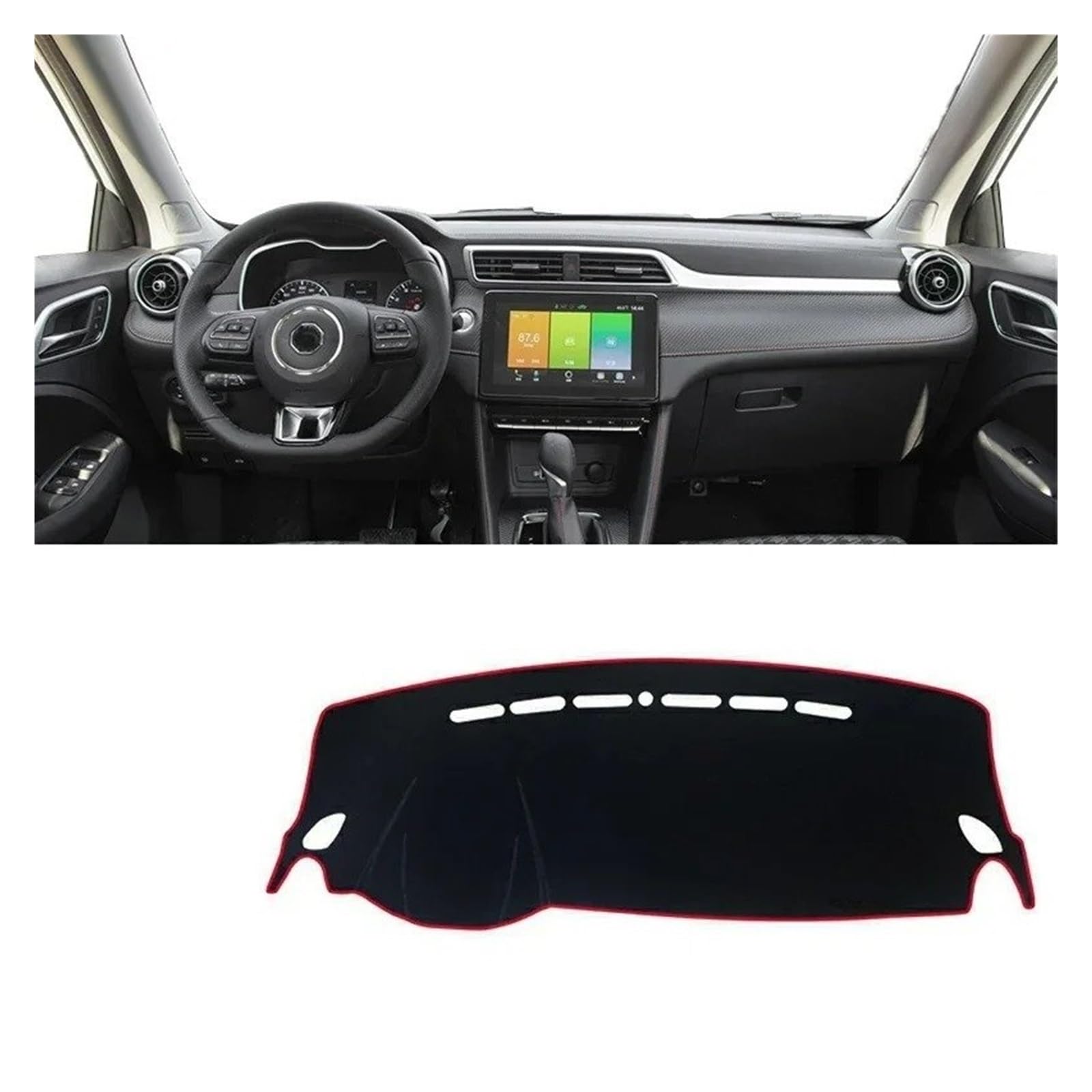 Armaturenbrett-Matte Für MG Für ZS Für EZS EV 2017-2023 Auto Dashboard Abdeckung Dash Matte Sonnenschutz Nicht-Slip Pad Innen Zubehör Armaturenbrettmatte(A Red Side LHD) von TjOta