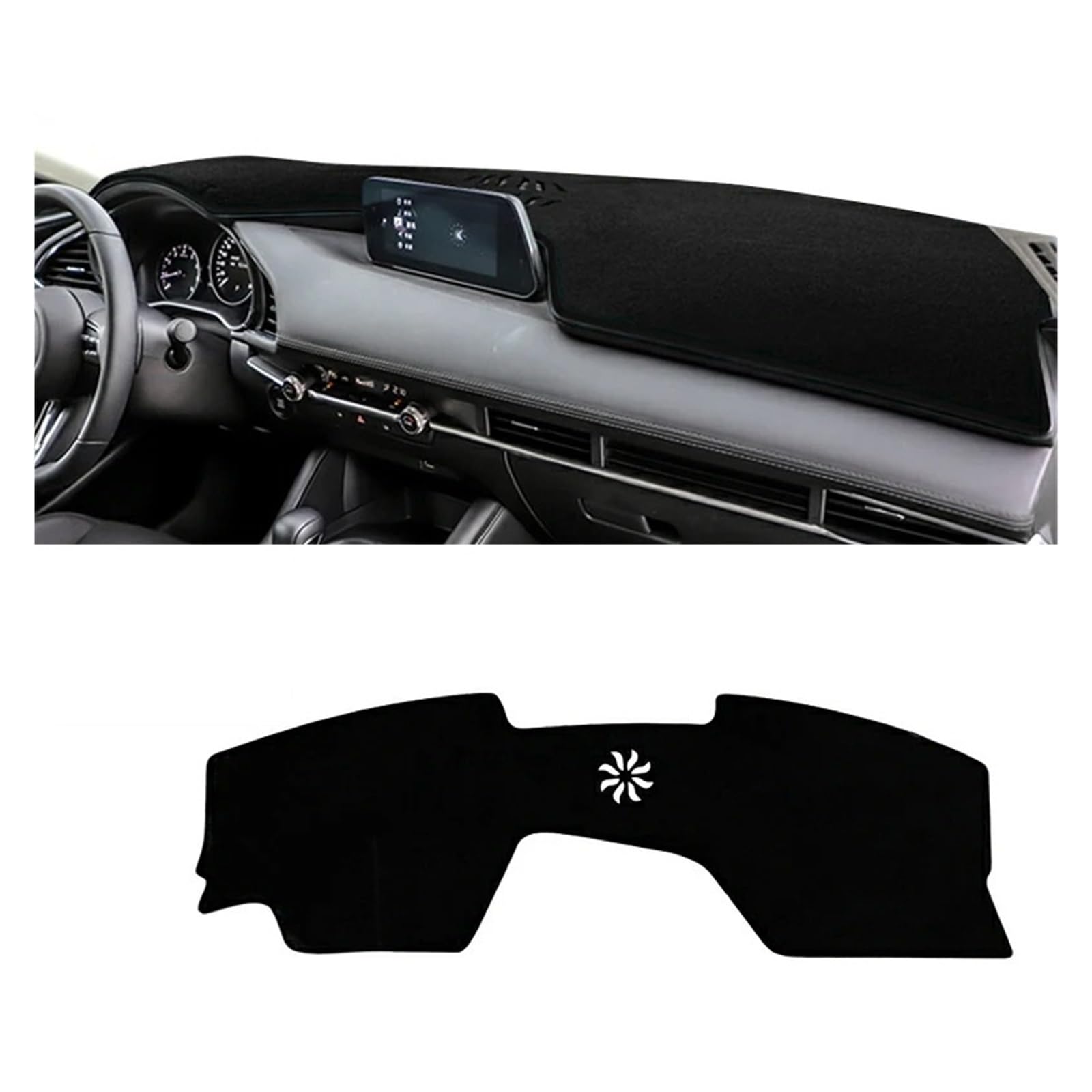 Armaturenbrett-Matte Für Mazda 3 BP Für Axela 2019-2023 LHD Auto Dashboard Abdeckung Sonnenschutz Matten Vermeiden Licht Pads Instrument Panel Teppiche Armaturenbrettmatte(A Black Side) von TjOta