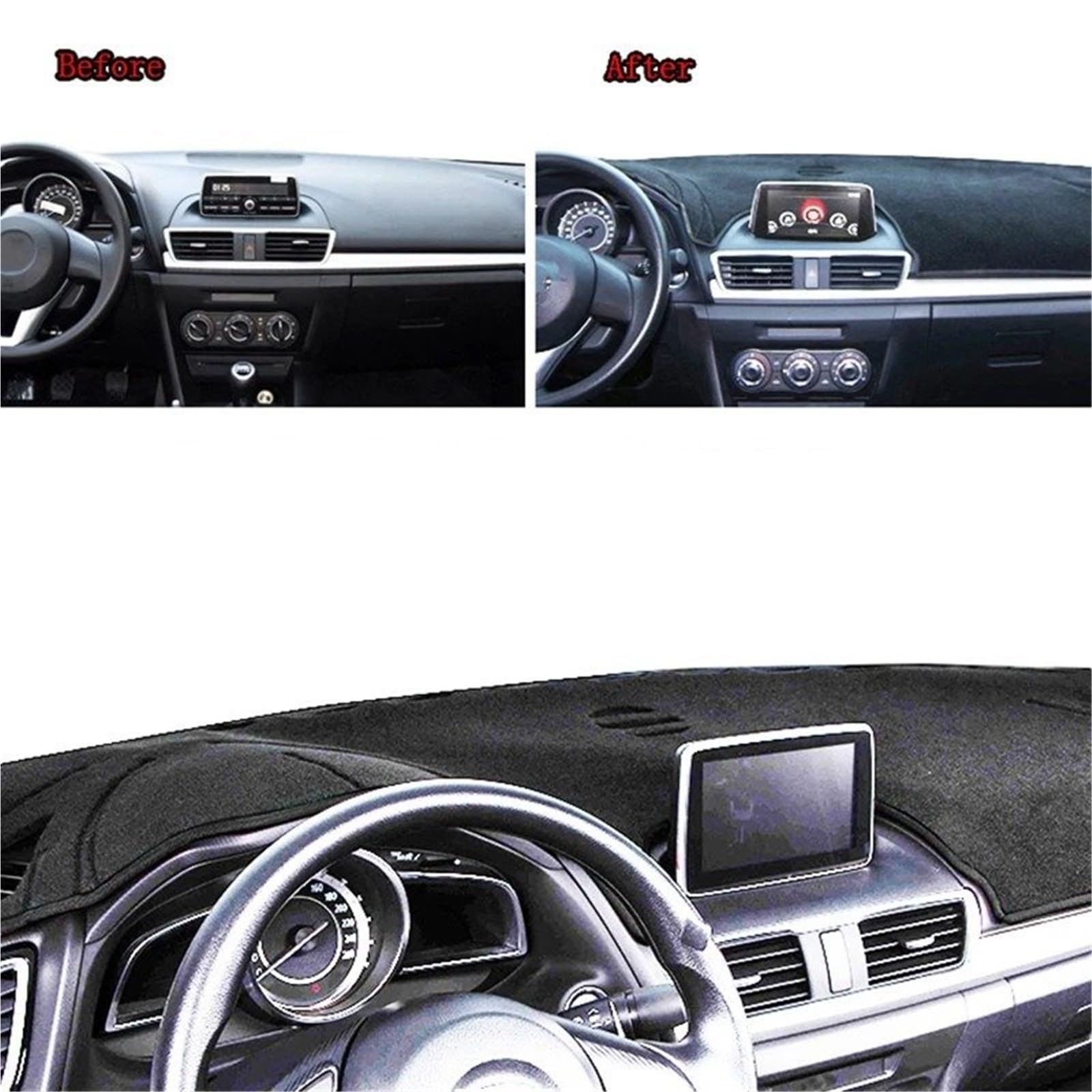 Armaturenbrett-Matte Für Mazda 3 Für M3 Für Axela BM BN 2013 2014 2015 2016 2017 2018 Anti-Uv Dashboard Abdeckung Matte Pad Dashmat Sonnenschirm Teppich Armaturenbrettmatte(Without HUD RHD) von TjOta