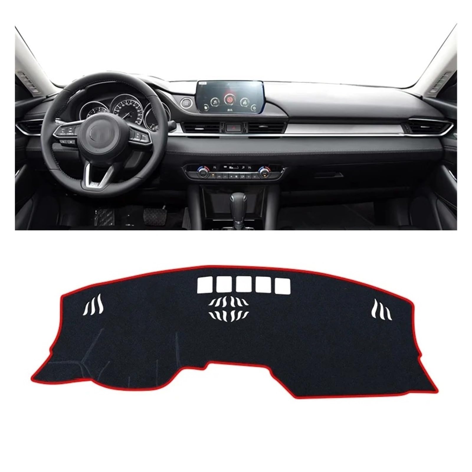Armaturenbrett-Matte Für Mazda 6 Für Atenza GL 2018-2023 Auto Dashboard Abdeckung Matte Auto Dash Board Sonnenschutz Pad Teppiche Zubehör Armaturenbrettmatte(LHD No HUD Red) von TjOta
