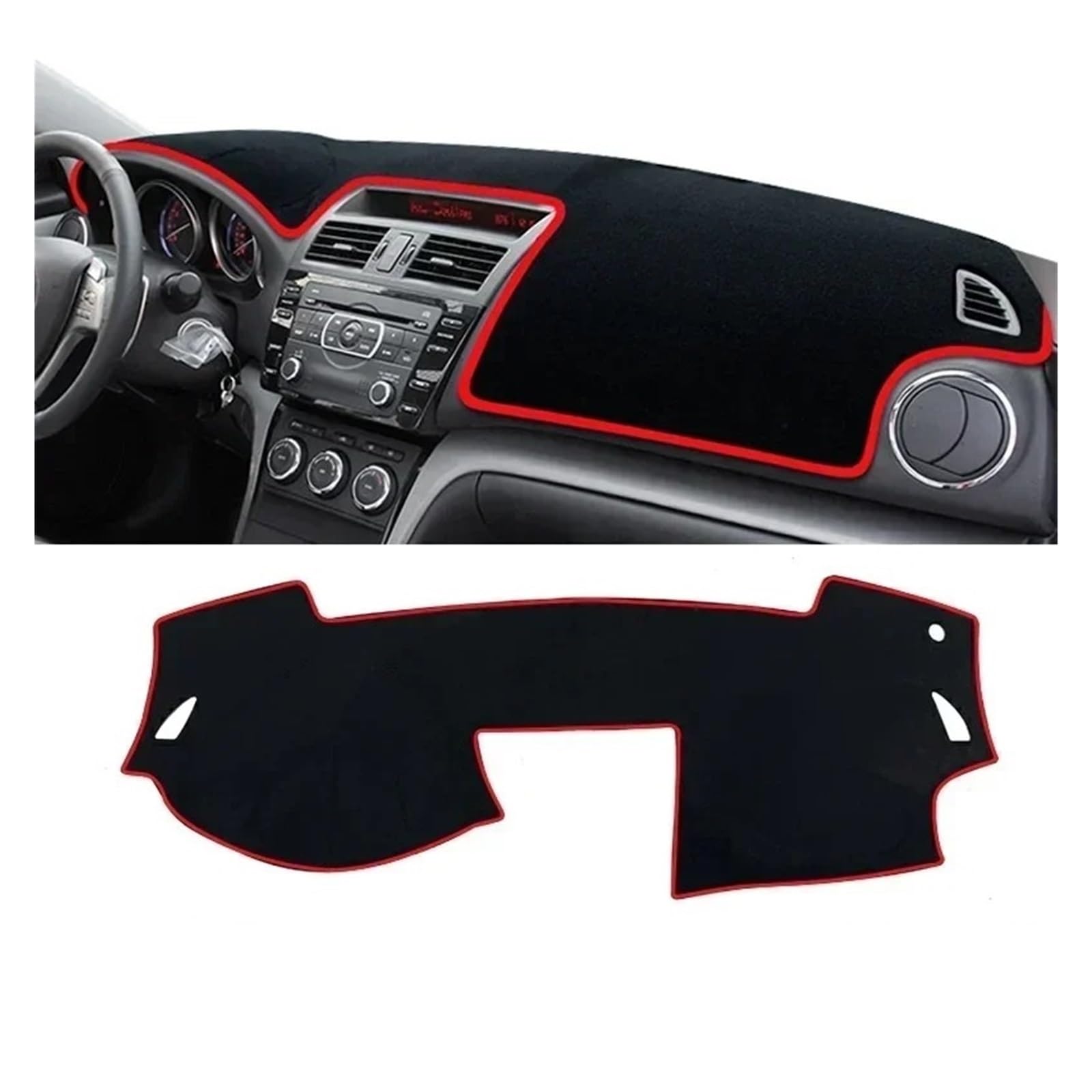Armaturenbrett-Matte Für Mazda 6 GH 2008 2009 2010 2011 2012 Auto Dashboard Abdeckung Sonnenschutz Vermeiden Licht Matte Instrument Panel Pad Zubehör Armaturenbrettmatte(A LHD Red Side) von TjOta