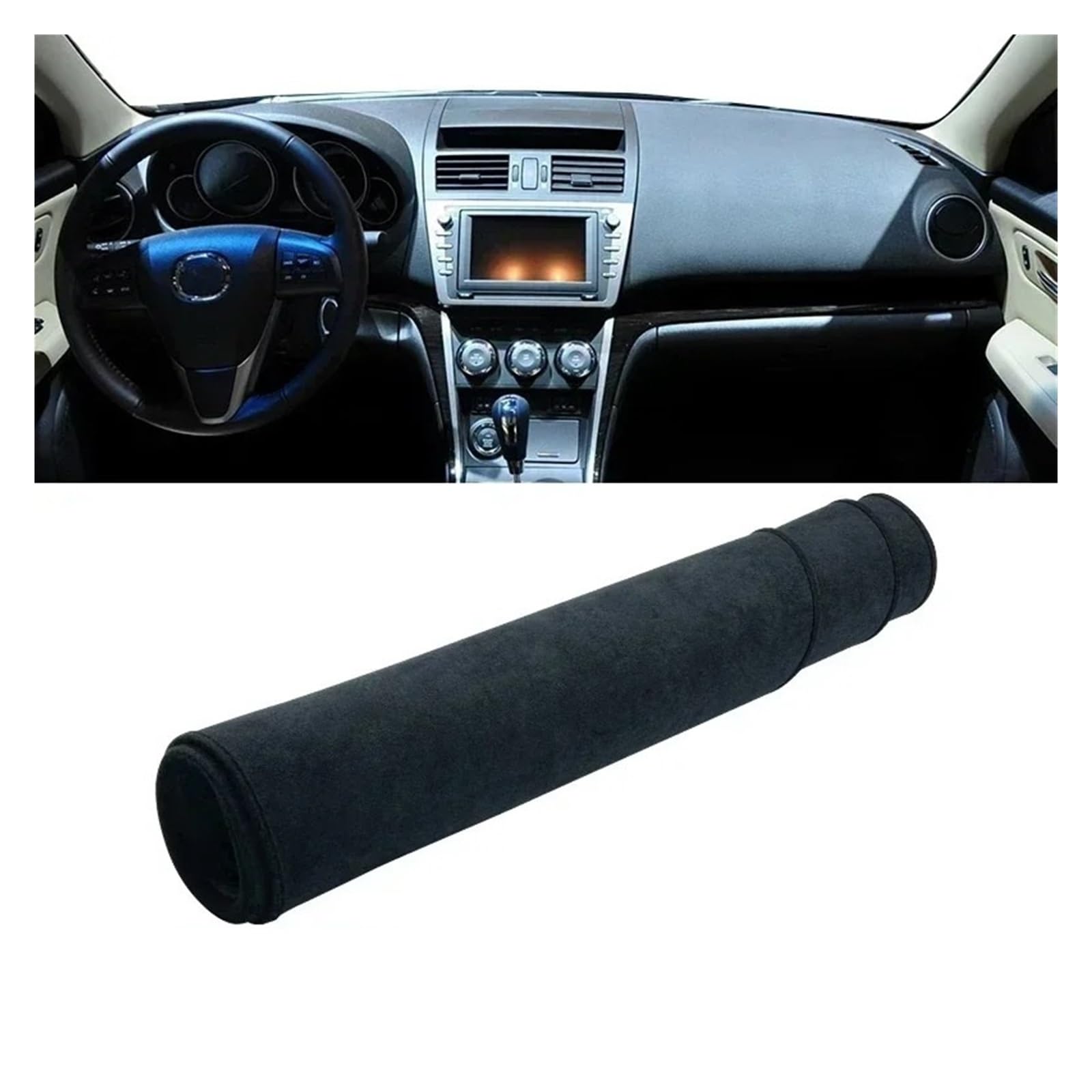Armaturenbrett-Matte Für Mazda 6 GH Für Atenza 2008 2009 2010 2011 2012 Auto Dashboard Abdeckung Dash Matte Sonnenschutz Anti-Uv Nicht-Slip Pad Zubehör Armaturenbrettmatte(B LHD Black) von TjOta