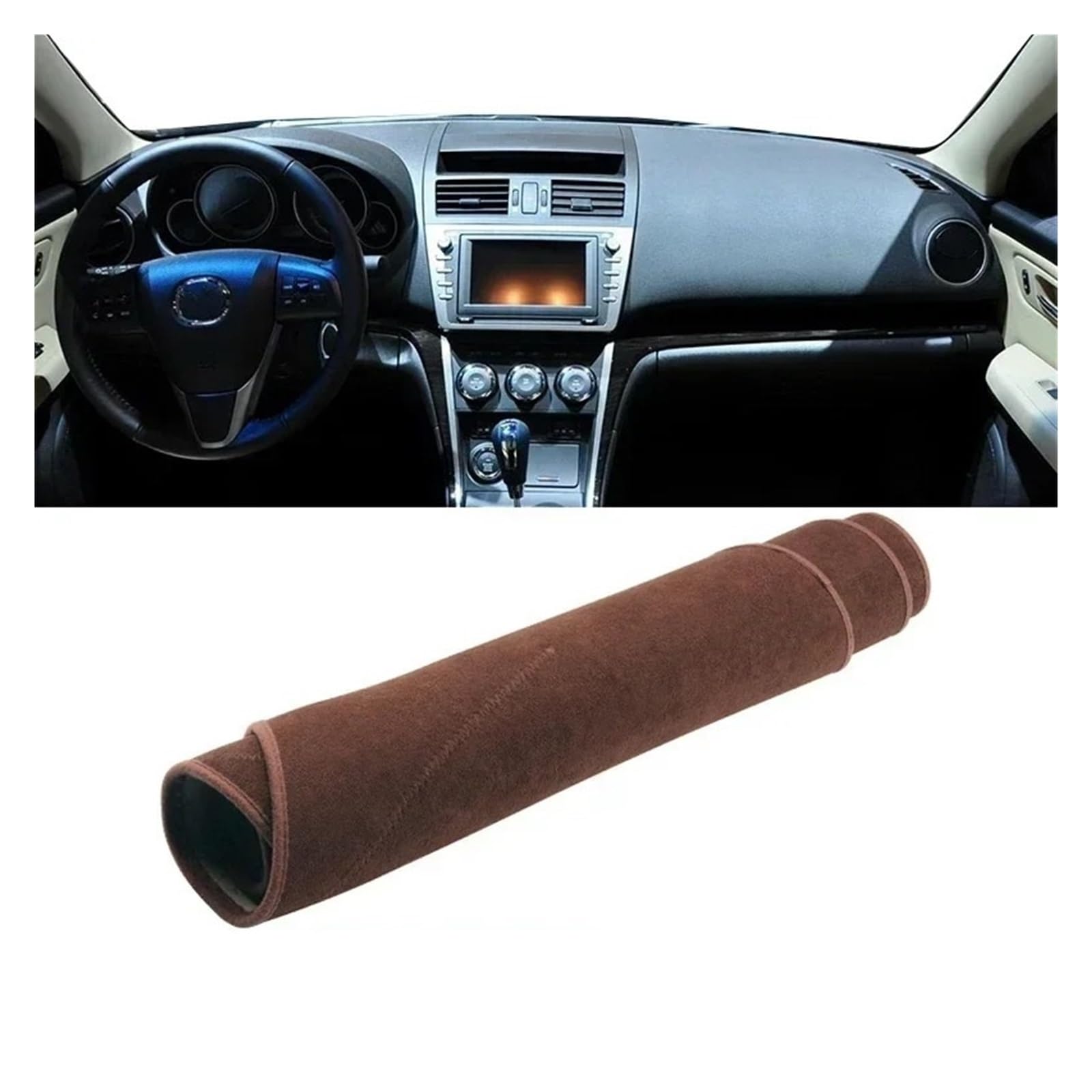 Armaturenbrett-Matte Für Mazda 6 GH Für Atenza 2008 2009 2010 2011 2012 Auto Dashboard Abdeckung Dash Matte Sonnenschutz Anti-Uv Nicht-Slip Pad Zubehör Armaturenbrettmatte(B LHD Brown) von TjOta