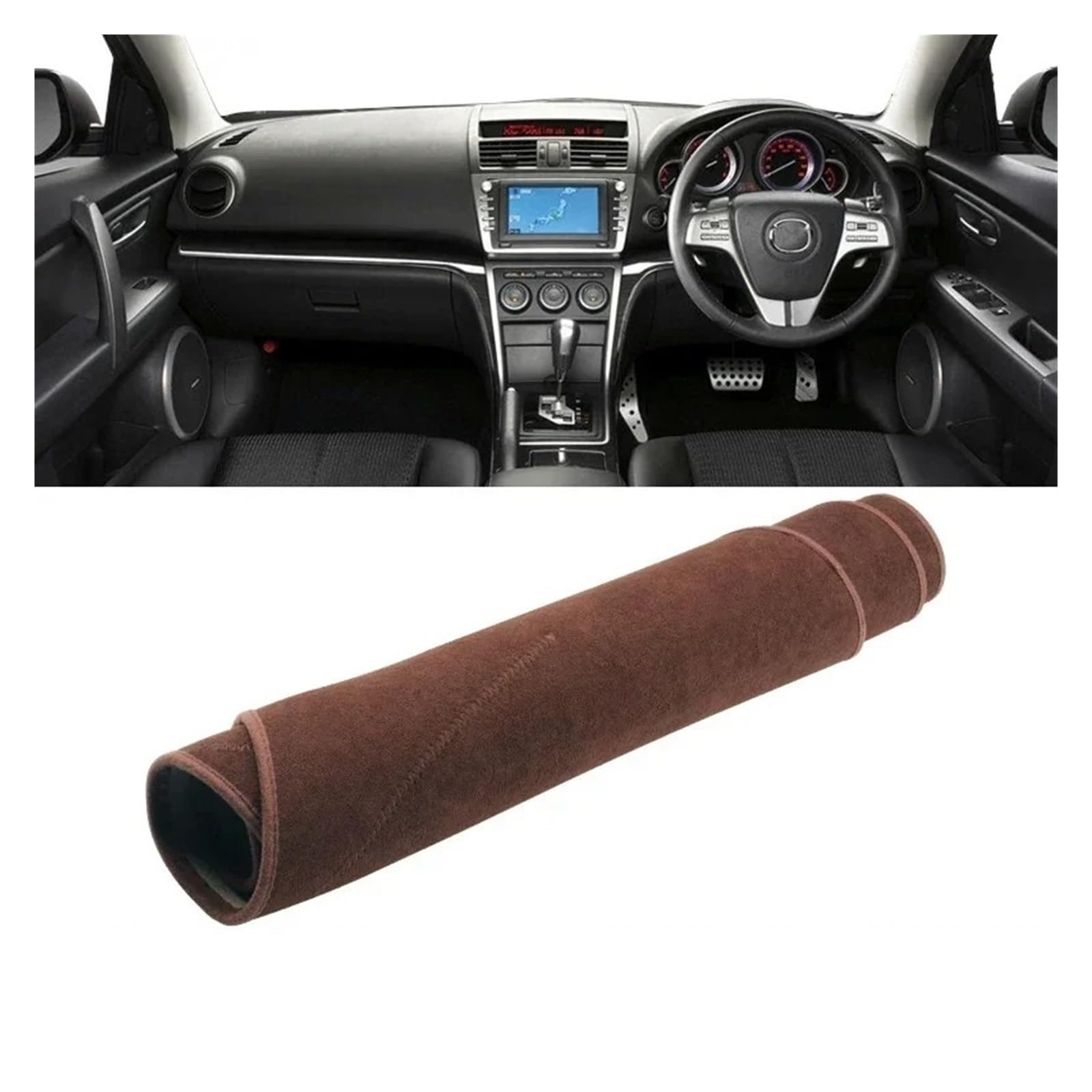 Armaturenbrett-Matte Für Mazda 6 GH Für Atenza 2008 2009 2010 2011 2012 Auto Dashboard Abdeckung Dash Matte Sonnenschutz Anti-Uv Nicht-Slip Pad Zubehör Armaturenbrettmatte(B RHD Brown) von TjOta