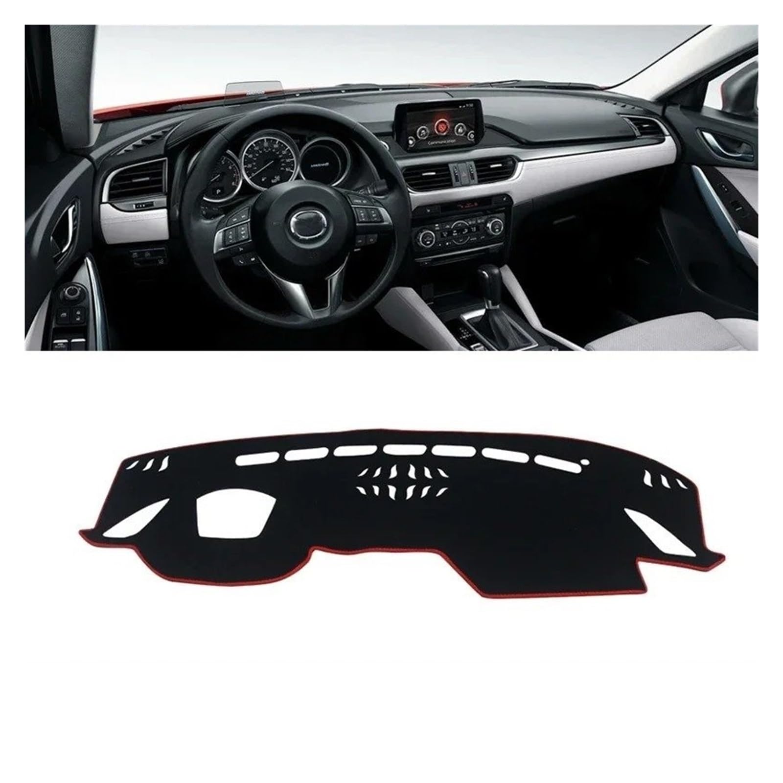 Armaturenbrett-Matte Für Mazda 6 GJ Für Atenza 2016 2017 Auto Dashboard Abdeckung Dash Matte Sonnenschutz Nicht-Slip Pad Zubehör Armaturenbrettmatte(LHD Red Side) von TjOta