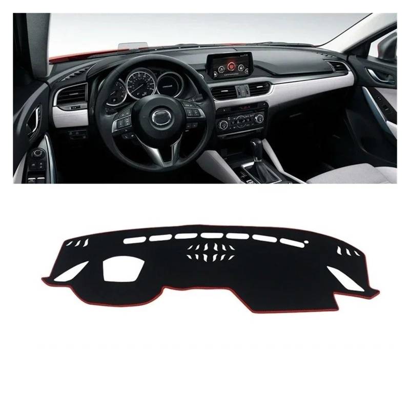 Armaturenbrett-Matte Für Mazda 6 GJ Für Atenza 2016 2017 Auto Dashboard Abdeckung Dash Matte Sonnenschutz Nicht-Slip Pad Zubehör Armaturenbrettmatte(LHD Red Side) von TjOta