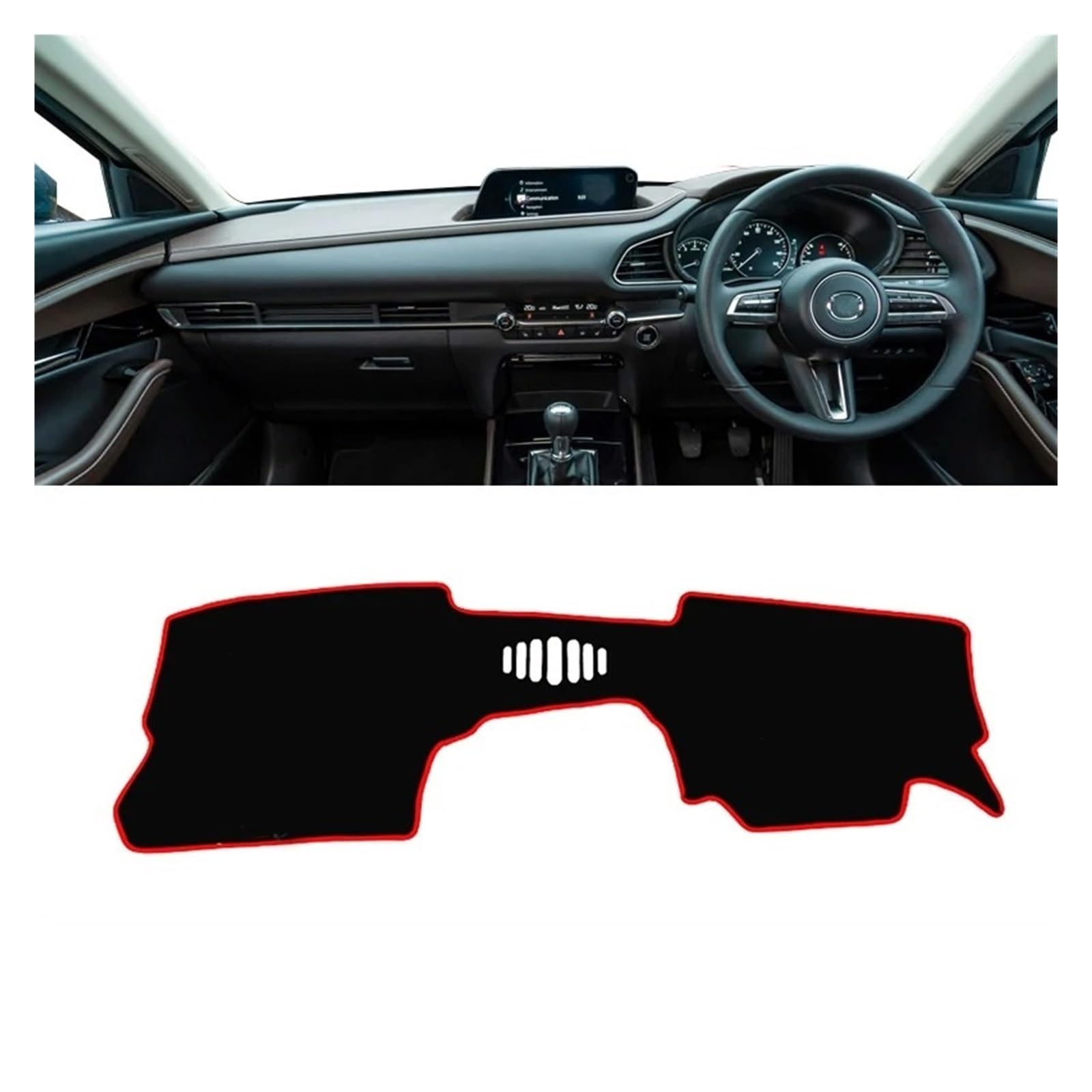 Armaturenbrett-Matte Für Mazda Für CX-30 CX30 DM 2019 2020 2021 2022 2023 Auto Dashboard Abdeckung Dash Matte Sonnenschutz Anti-Uv Nicht-Slip Pad Zubehör Armaturenbrettmatte(A RHD NO HUD Red) von TjOta