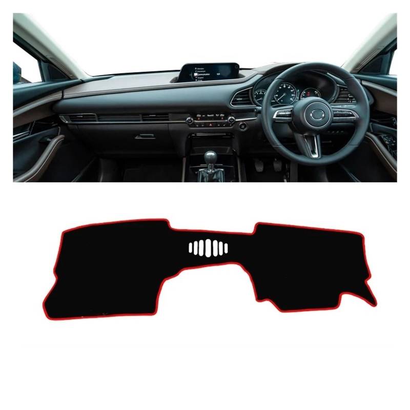 Armaturenbrett-Matte Für Mazda Für CX-30 CX30 DM 2019 2020 2021 2022 2023 Auto Dashboard Abdeckung Dash Matte Sonnenschutz Anti-Uv Nicht-Slip Pad Zubehör Armaturenbrettmatte(A RHD NO HUD Red) von TjOta