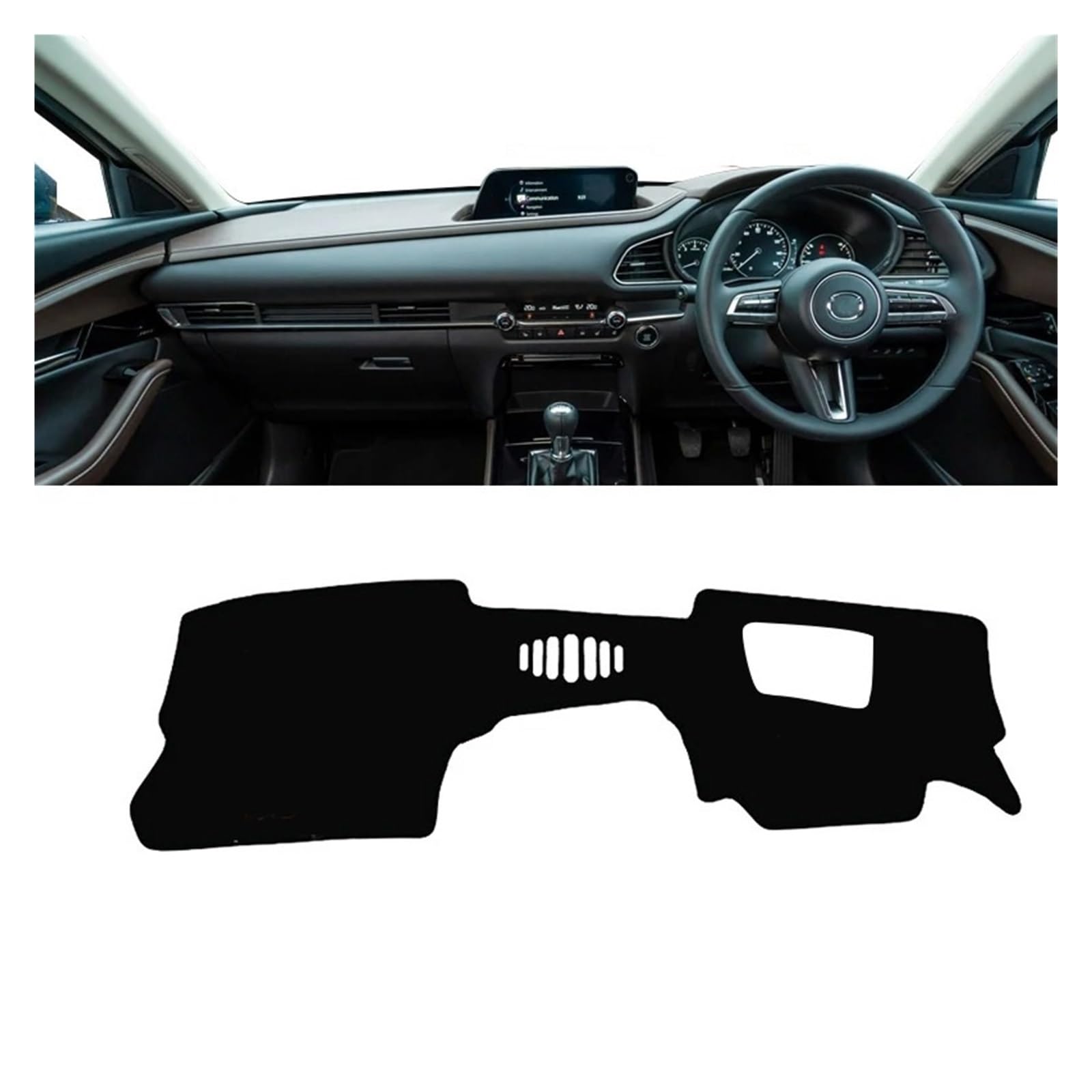 Armaturenbrett-Matte Für Mazda Für CX-30 CX30 DM 2019 2020 2021 2022 2023 Auto Dashboard Abdeckung Dash Matte Sonnenschutz Anti-Uv Nicht-Slip Pad Zubehör Armaturenbrettmatte(A RHD with HUD Black) von TjOta