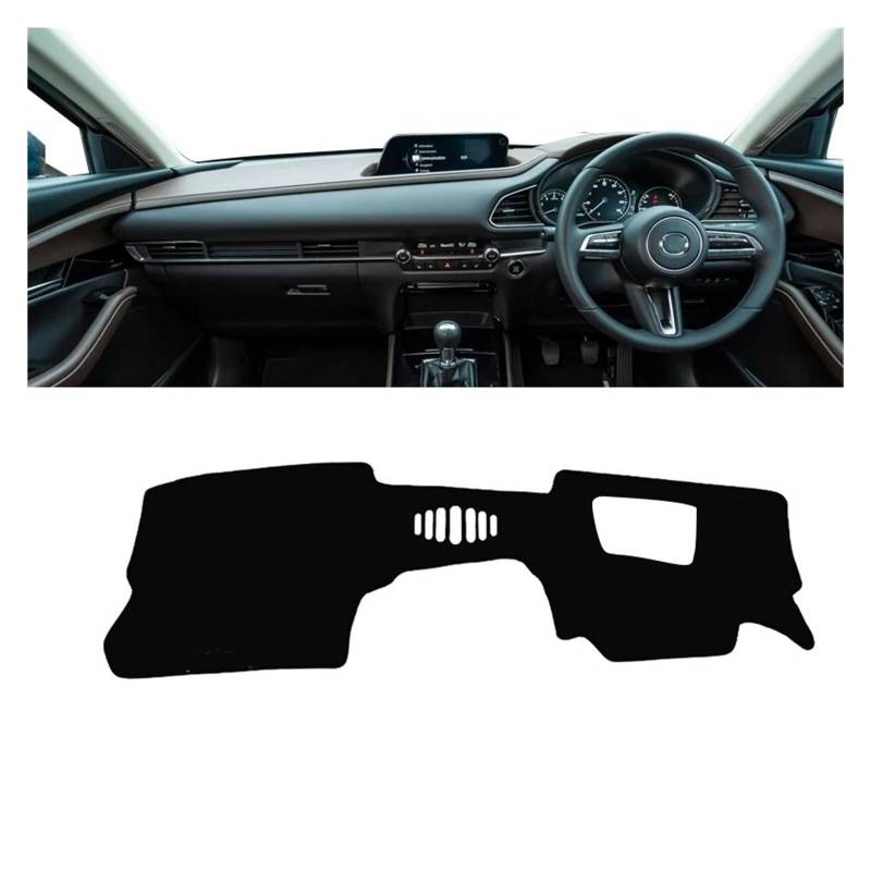 Armaturenbrett-Matte Für Mazda Für CX-30 CX30 DM 2019 2020 2021 2022 2023 Auto Dashboard Abdeckung Dash Matte Sonnenschutz Anti-Uv Nicht-Slip Pad Zubehör Armaturenbrettmatte(A RHD with HUD Black) von TjOta