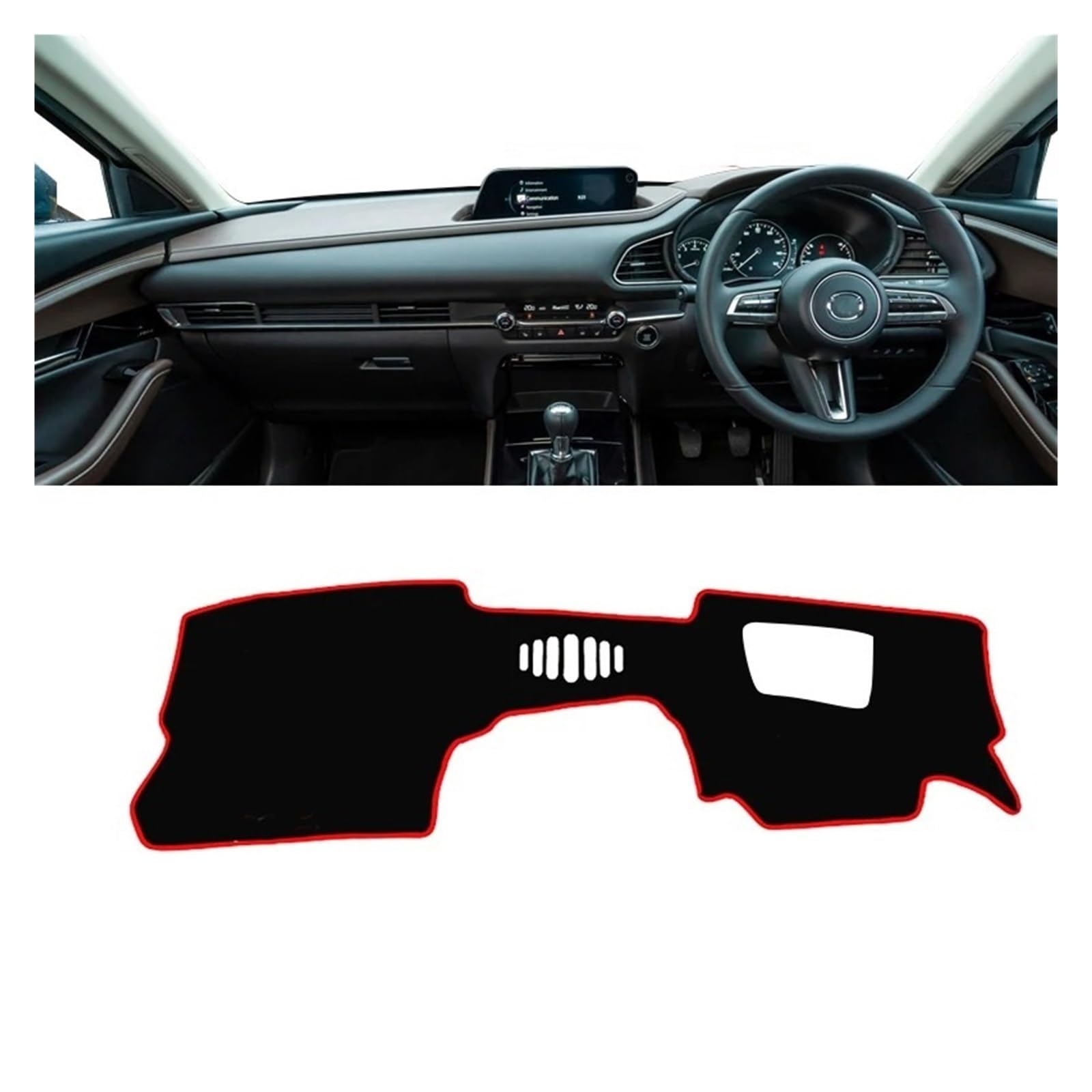 Armaturenbrett-Matte Für Mazda Für CX-30 CX30 DM 2019 2020 2021 2022 2023 Auto Dashboard Abdeckung Dash Matte Sonnenschutz Anti-Uv Nicht-Slip Pad Zubehör Armaturenbrettmatte(A RHD with HUD Red) von TjOta