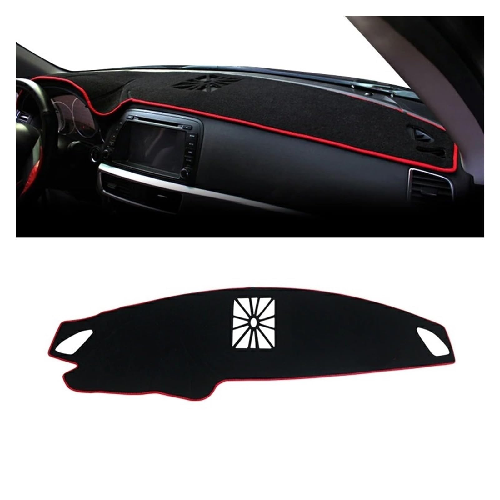 Armaturenbrett-Matte Für Mazda Für CX-5 CX5 KE 2012 2013 2014 2015 2016 Auto Dashboard Abdeckung Dash Matte Sonnenschutz Anti-Uv Nicht-Slip Pad Zubehör Armaturenbrettmatte(A LHD Red Side) von TjOta