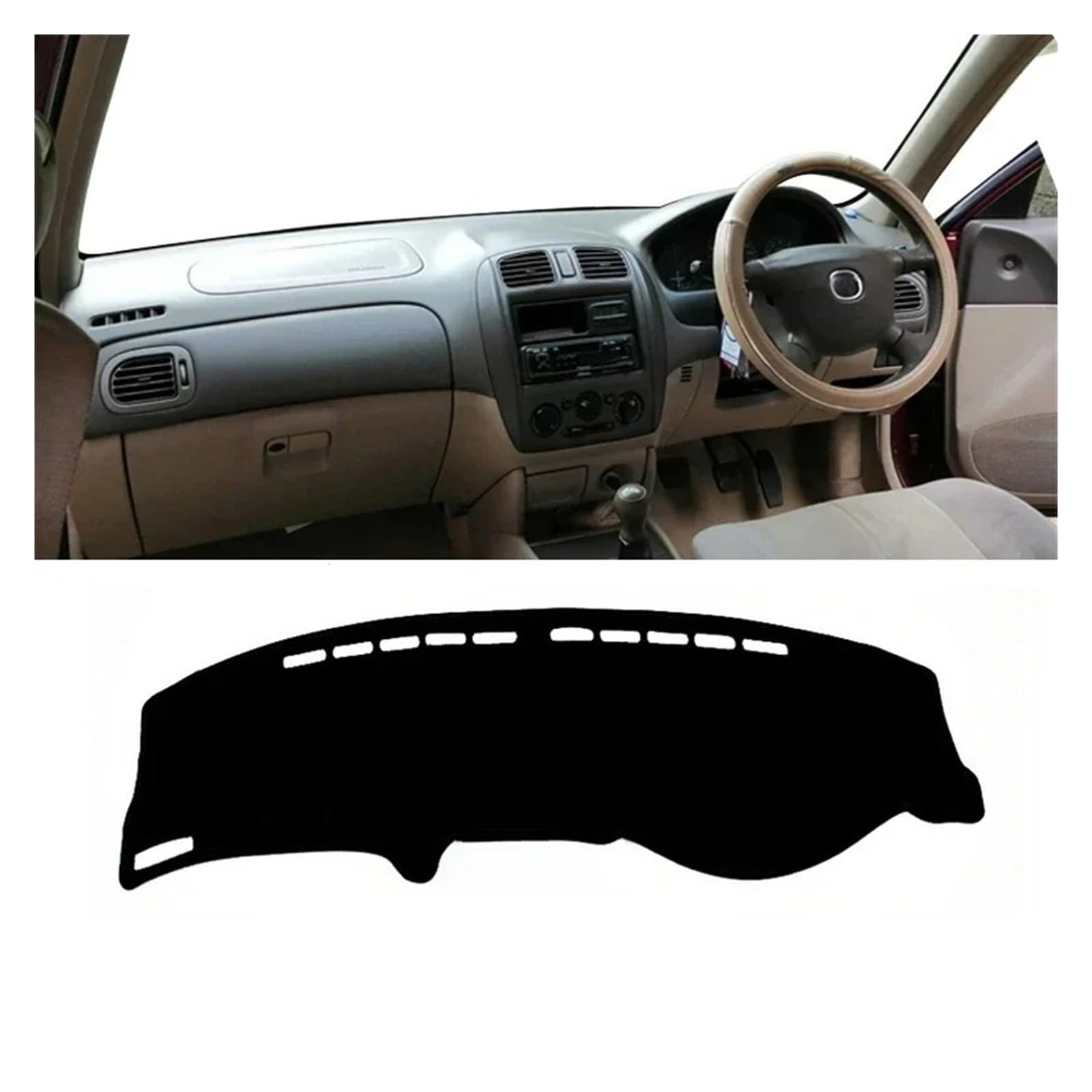 Armaturenbrett-Matte Für Mazda Für Familie 323 BJ 1998 1999 2000 2001 2002 2003 Auto Dashboard Abdeckung Dash Matte Sonnenschutz Anti-Uv Nicht-Slip Pad Armaturenbrettmatte(RHD Black Side) von TjOta