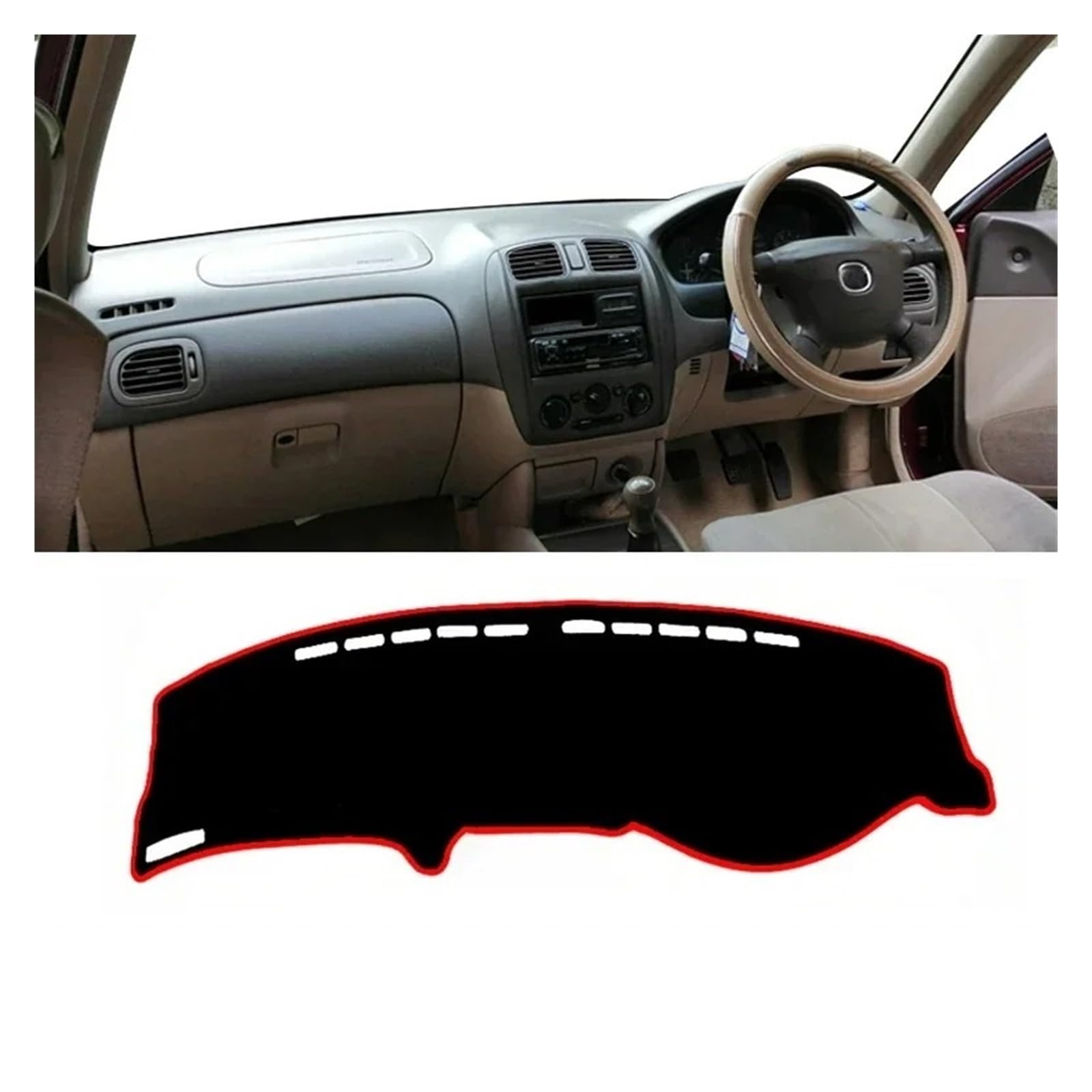 Armaturenbrett-Matte Für Mazda Für Familie 323 BJ 1998 1999 2000 2001 2002 2003 Auto Dashboard Abdeckung Dash Matte Sonnenschutz Anti-Uv Nicht-Slip Pad Armaturenbrettmatte(RHD Red Side) von TjOta